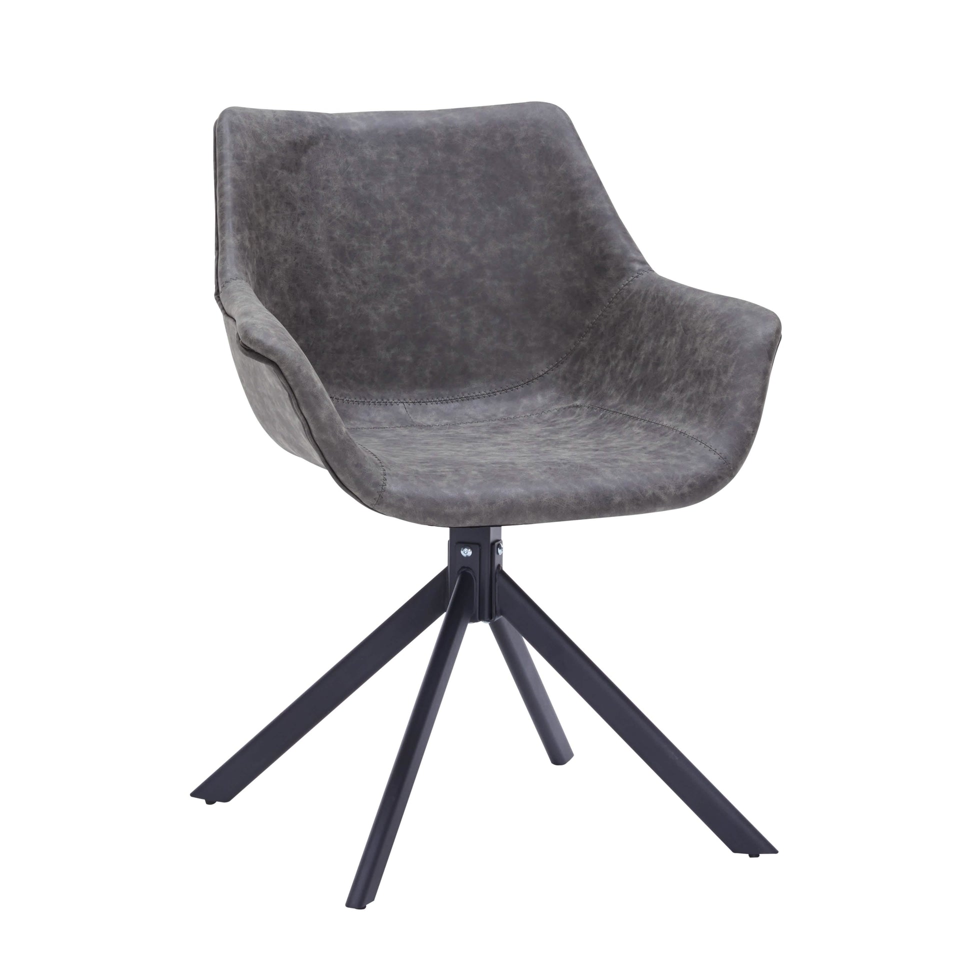 Markley Dining Chair Upholstered in Leather 360 - Degree Swivel Armchair