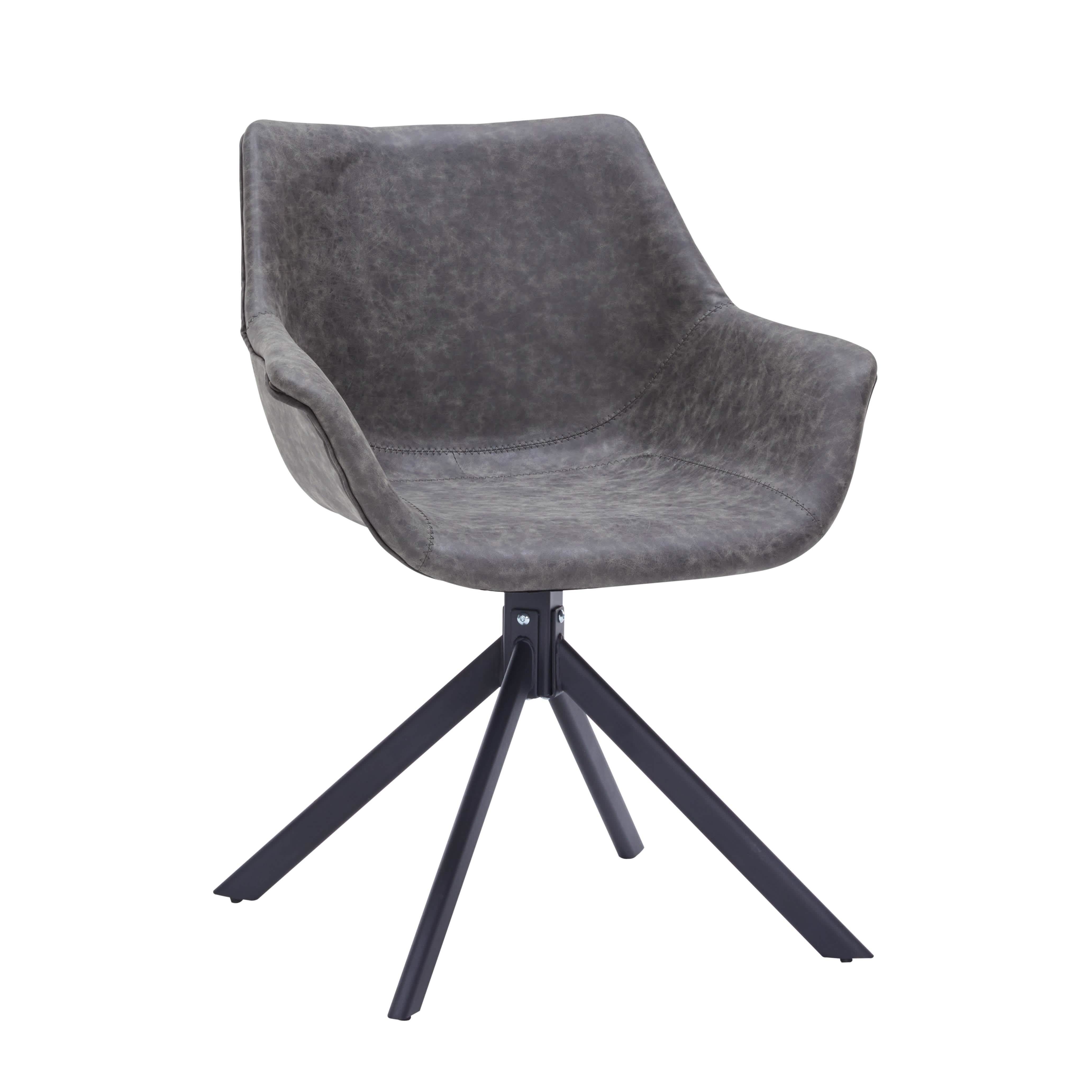 Markley Dining Chair Upholstered in Leather 360 - Degree Swivel Armchair