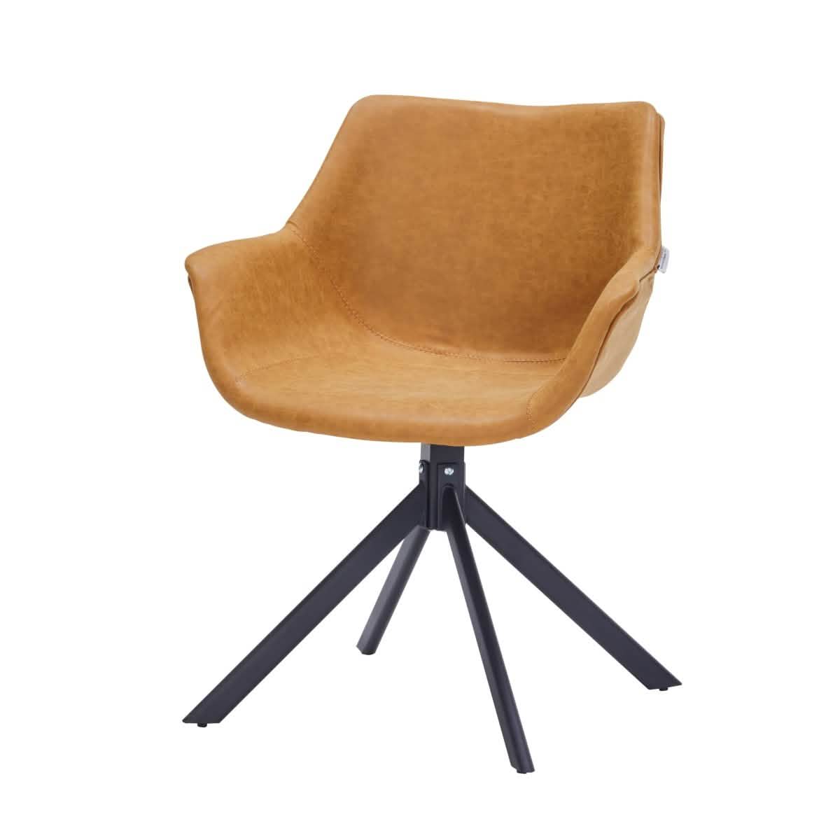 Markley Dining Chair Upholstered in Leather 360 - Degree Swivel Armchair