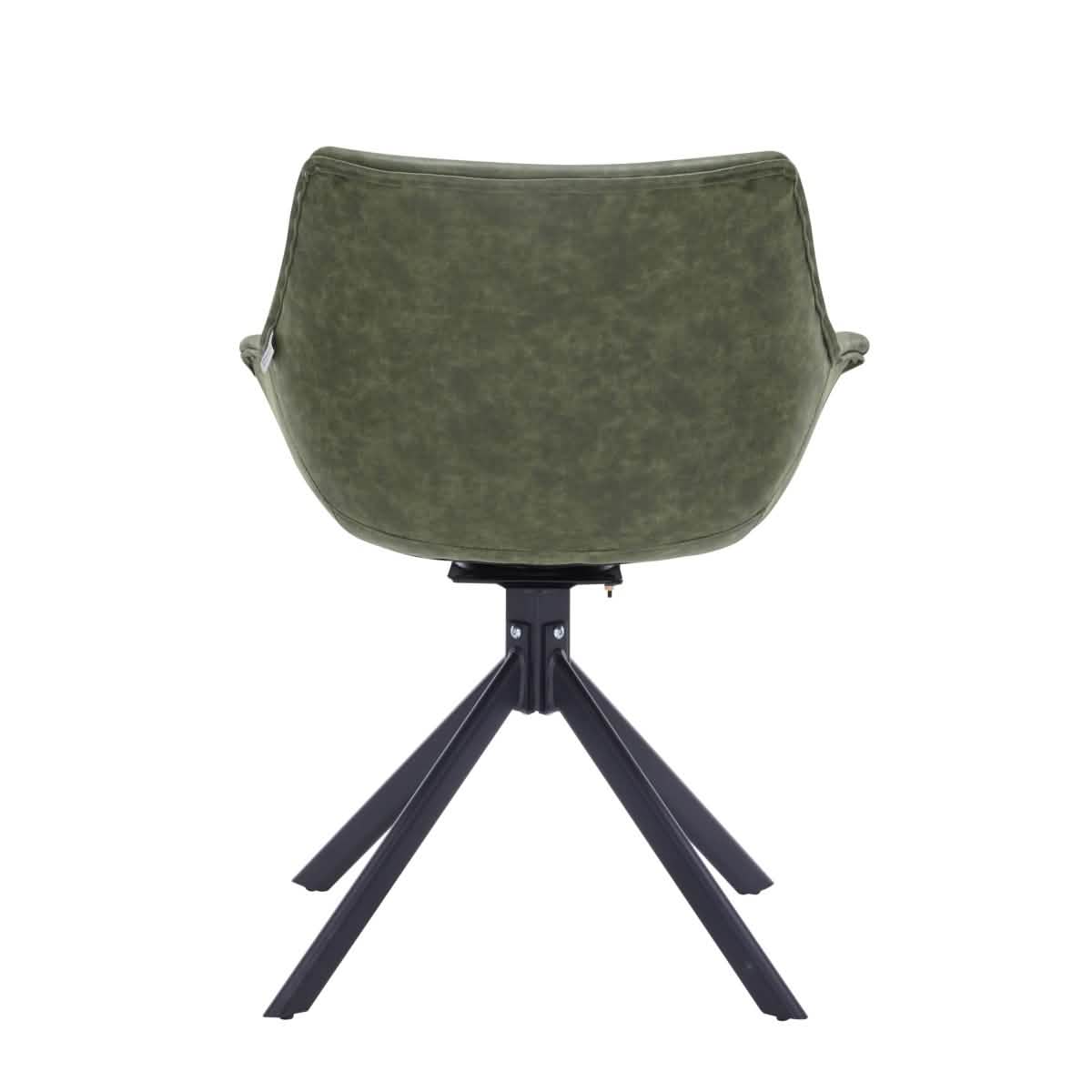 Markley Dining Chair Upholstered in Leather 360 - Degree Swivel Armchair