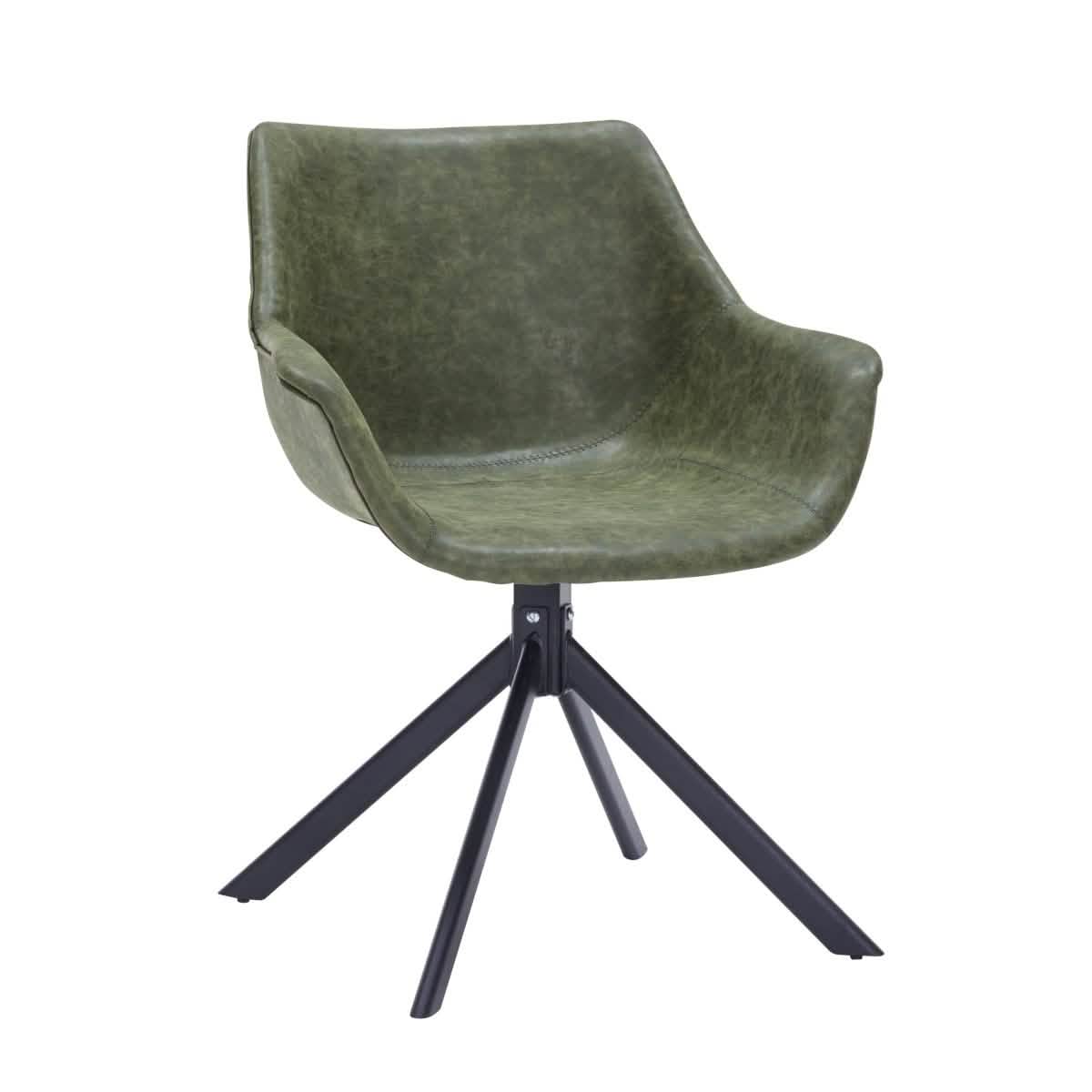Markley Dining Chair Upholstered in Leather 360 - Degree Swivel Armchair