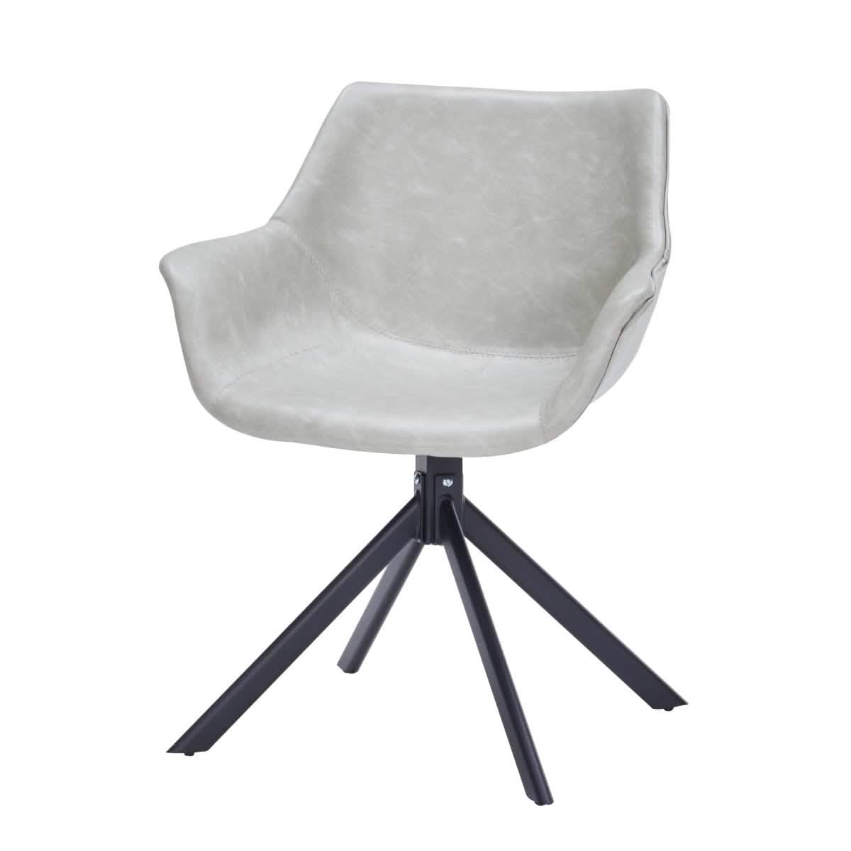 Markley Dining Chair Upholstered in Leather 360 - Degree Swivel Armchair