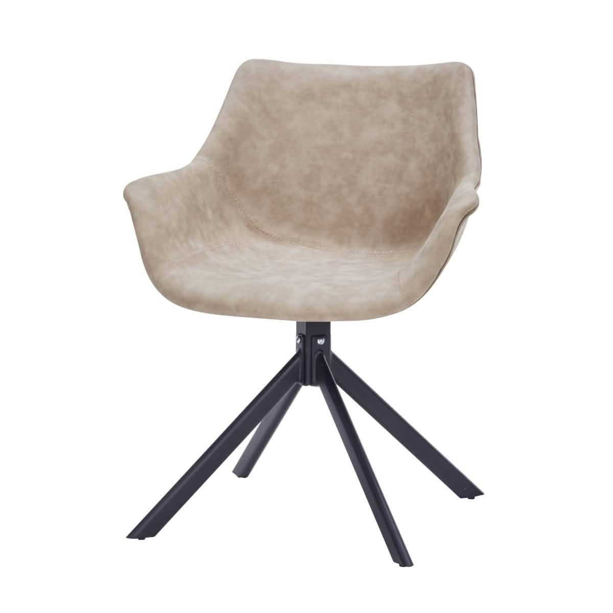 Markley Dining Chair Upholstered in Leather 360 - Degree Swivel Armchair