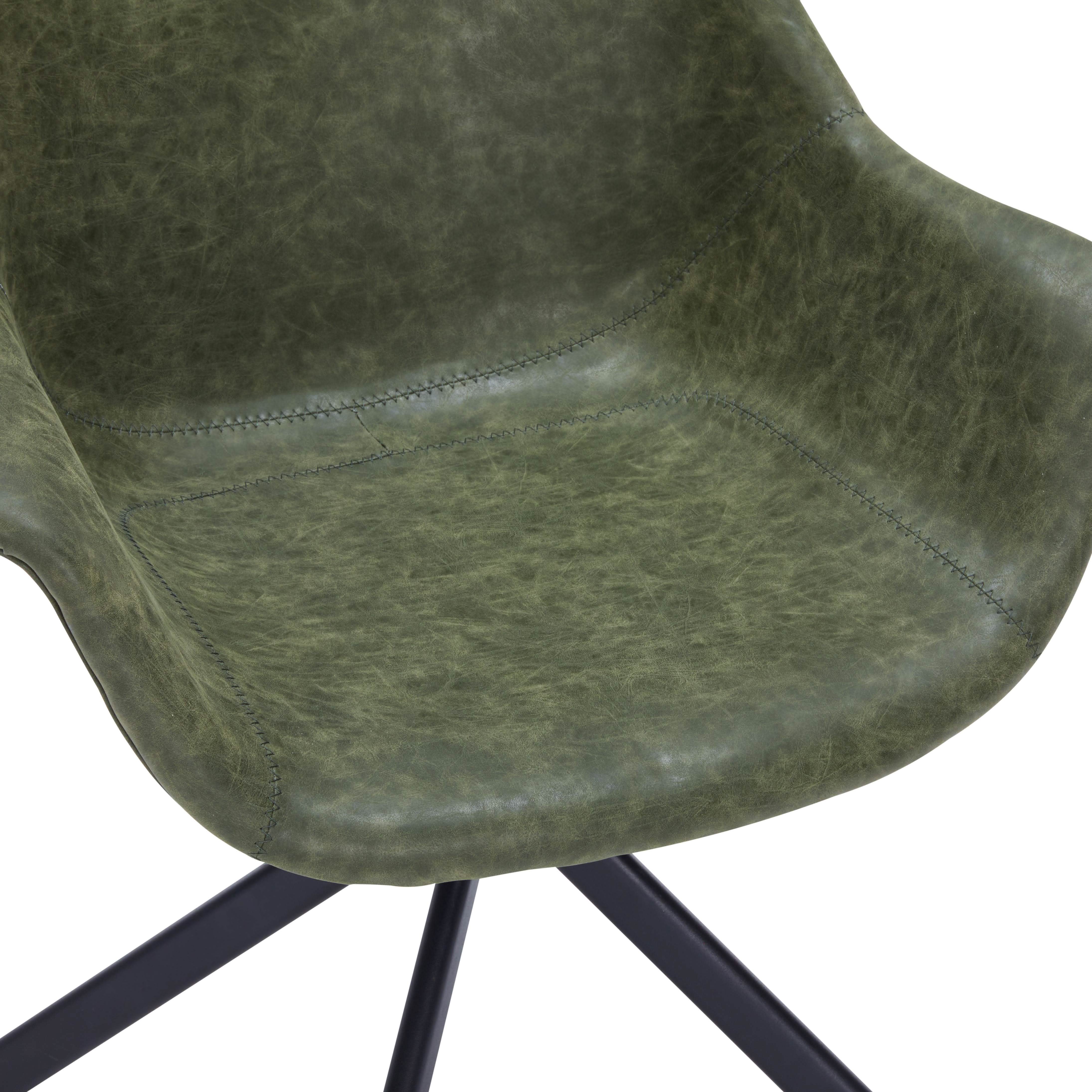 Markley Dining Chair Upholstered in Leather 360 - Degree Swivel Armchair