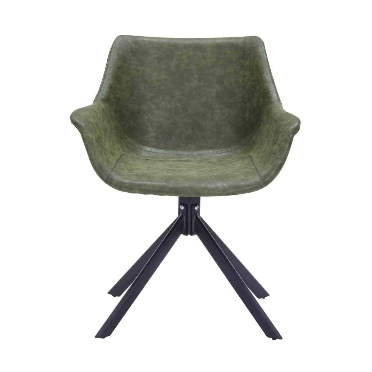 Markley Dining Chair Upholstered in Leather 360 - Degree Swivel Armchair