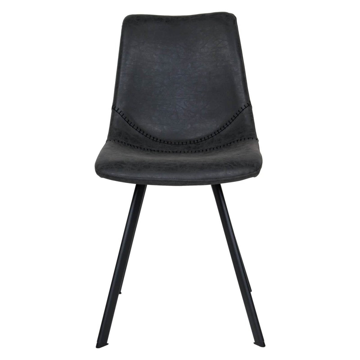 Markley Leather Dining Chair With Black/Gold Metal Legs
