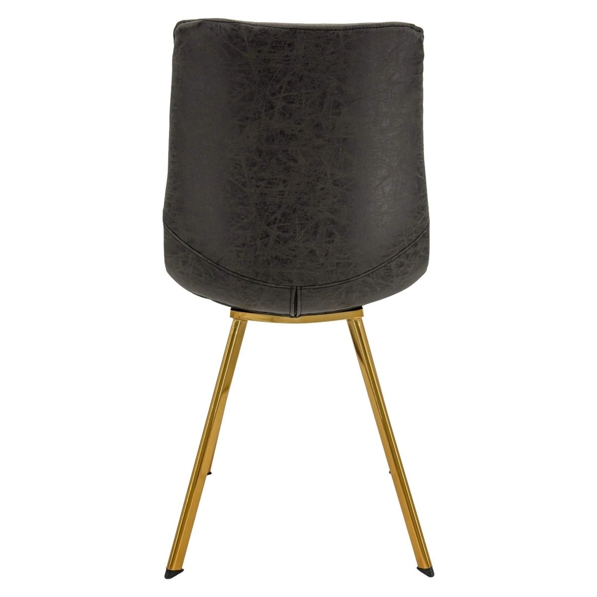 Markley Leather Dining Chair With Black/Gold Metal Legs