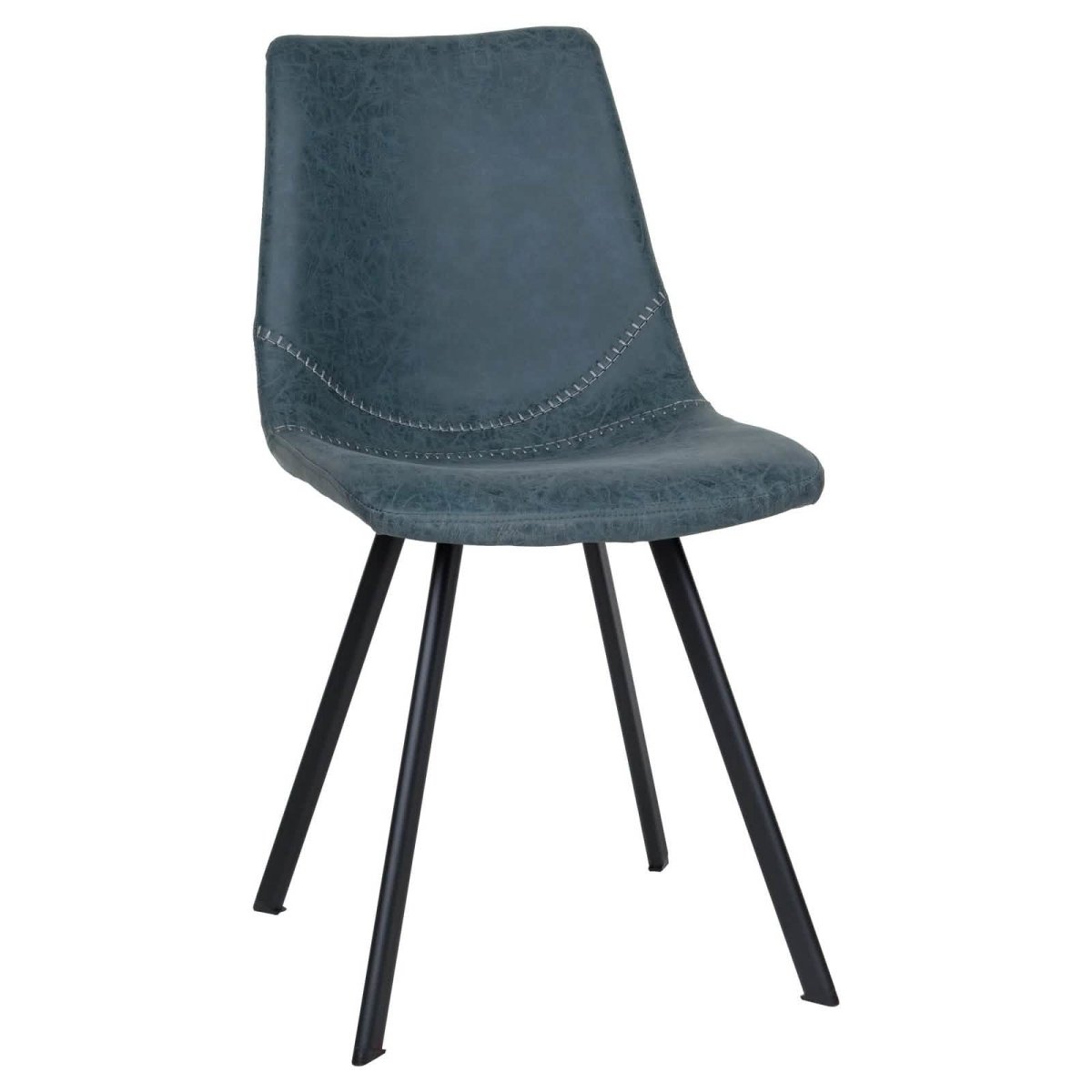 Markley Leather Dining Chair With Black/Gold Metal Legs