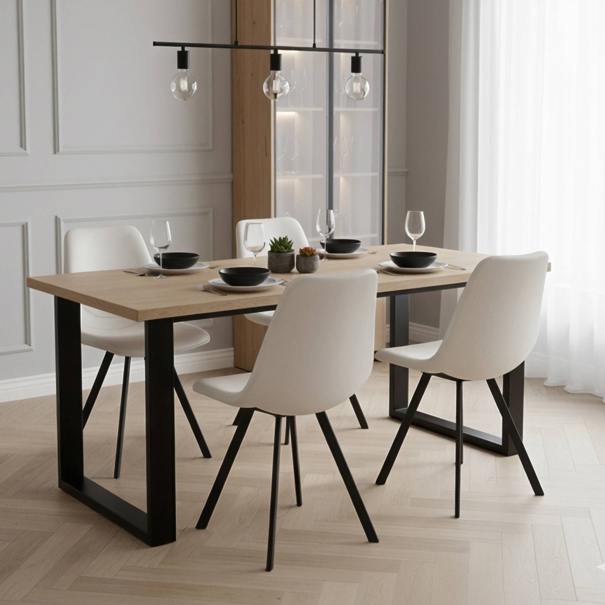 Markley Leather Dining Chair With Black/Gold Metal Legs