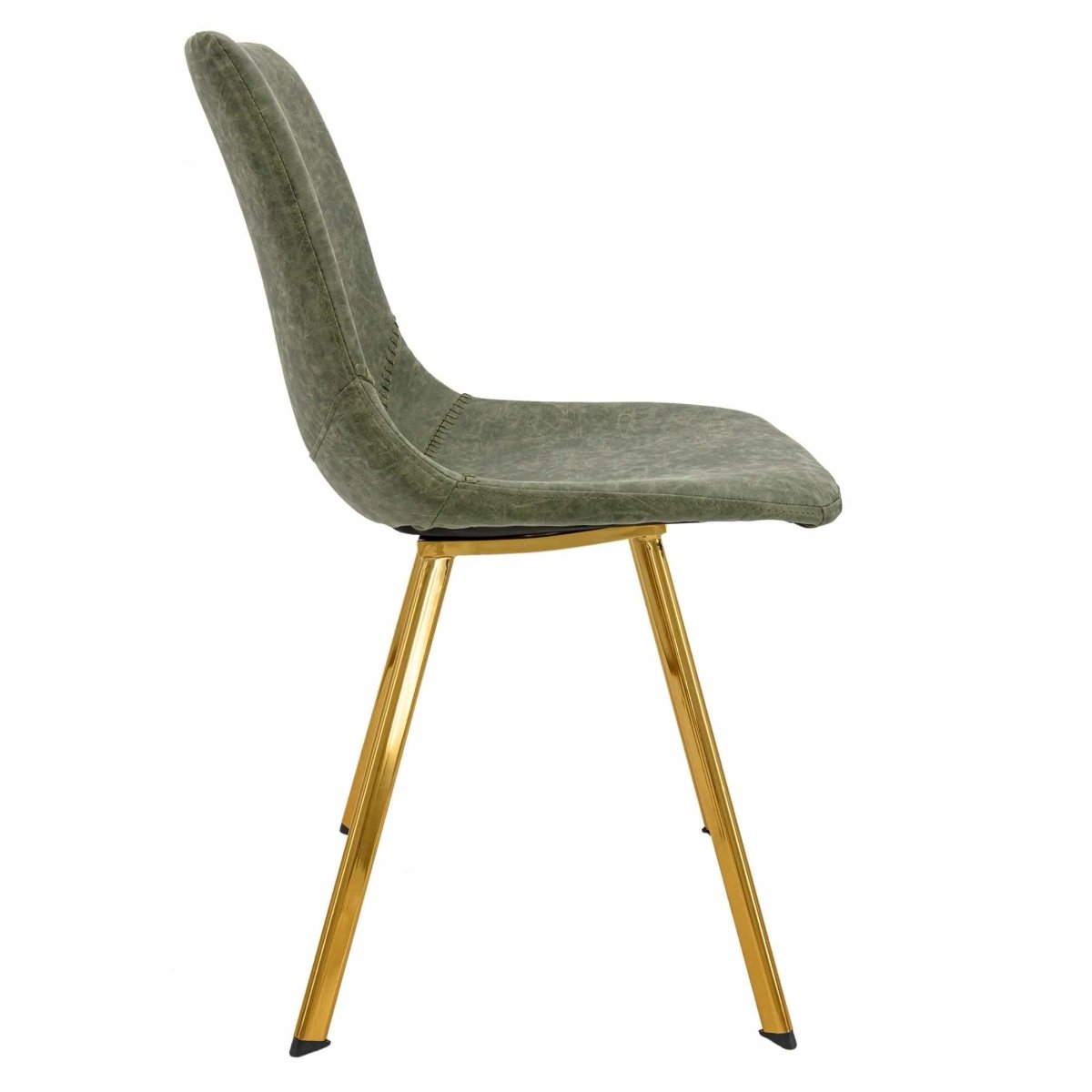 Markley Leather Dining Chair With Black/Gold Metal Legs