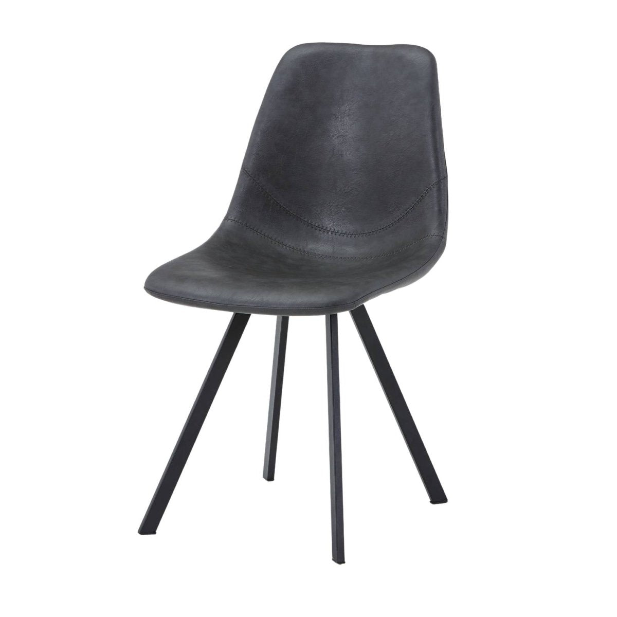 Markley Leather Dining Chair With Black/Gold Metal Legs