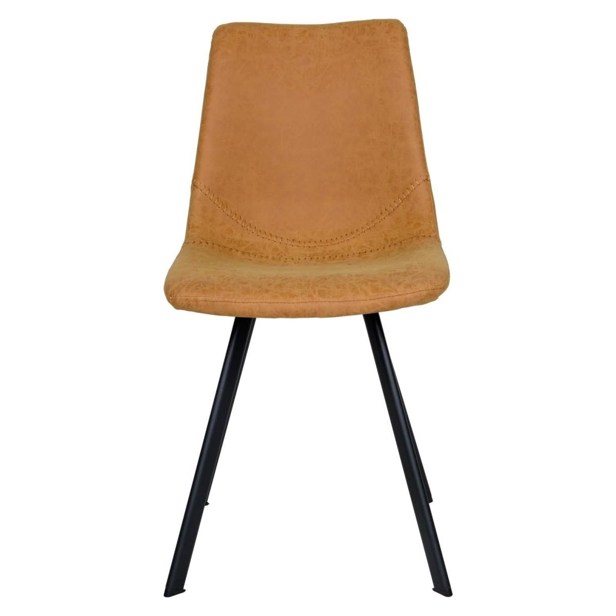 Markley Leather Dining Chair With Black/Gold Metal Legs