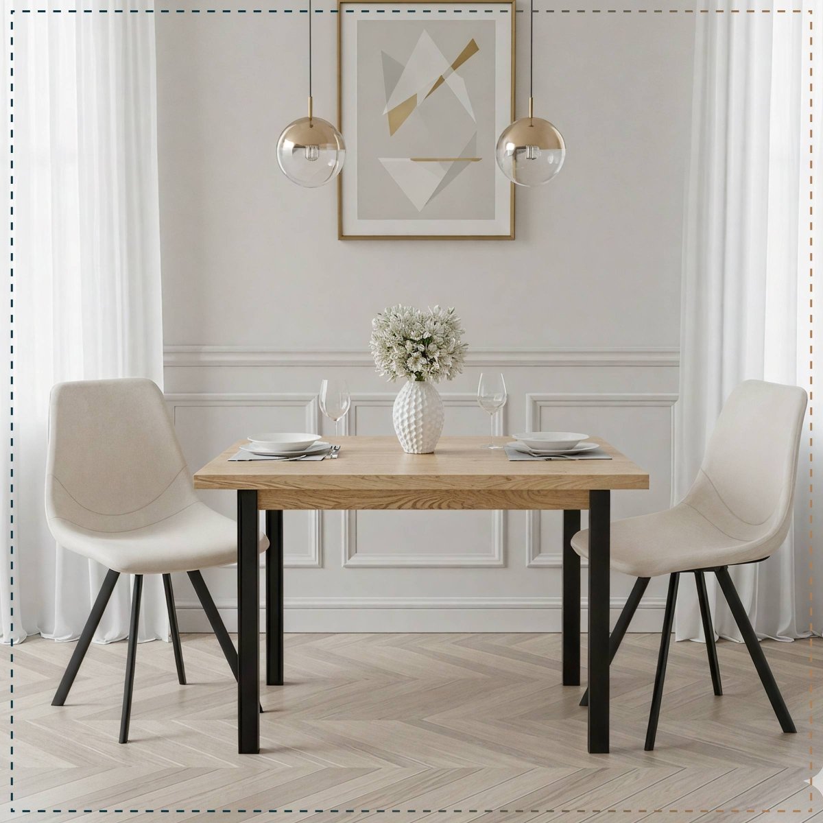 Markley Leather Dining Chair With Black/Gold Metal Legs