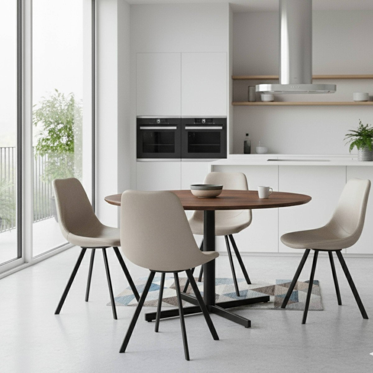 Markley Leather Dining Chair With Black/Gold Metal Legs