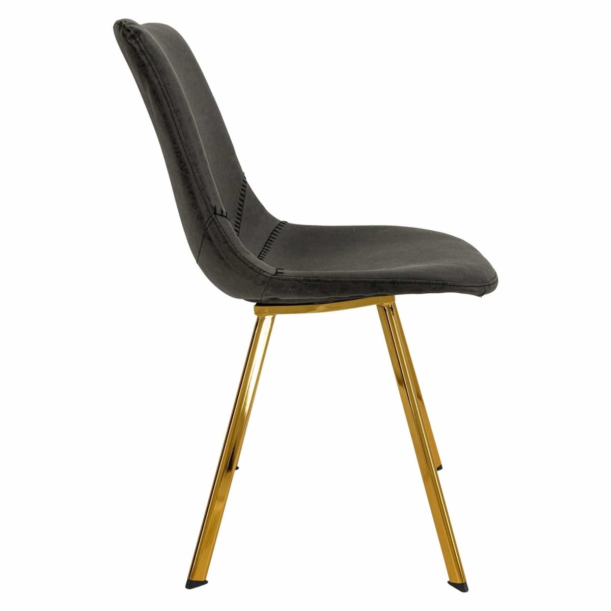 Markley Leather Dining Chair With Black/Gold Metal Legs