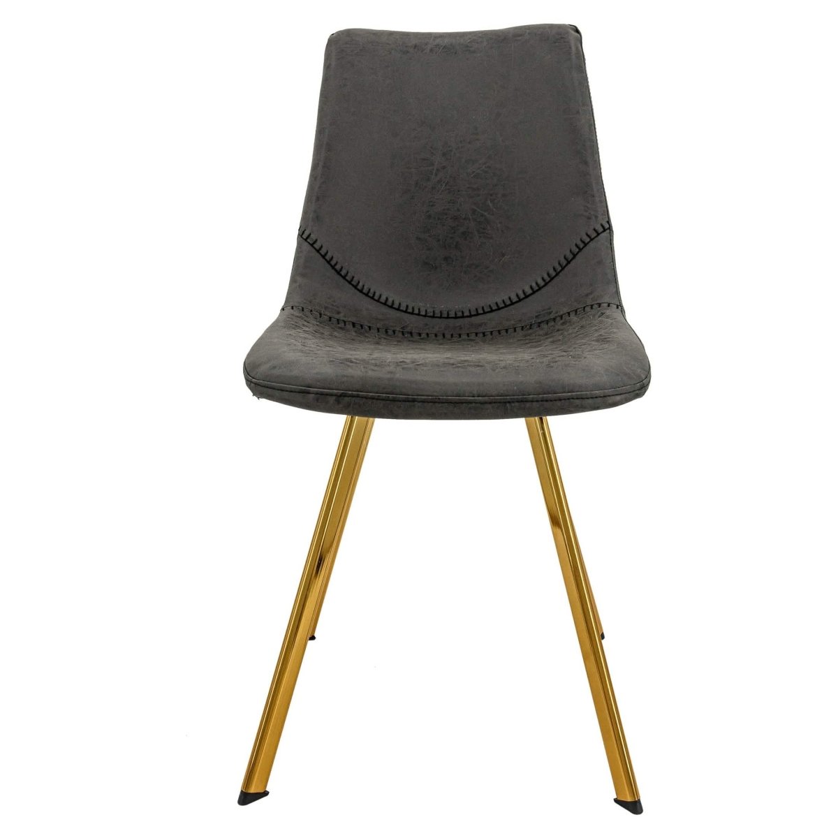 Markley Leather Dining Chair With Black/Gold Metal Legs