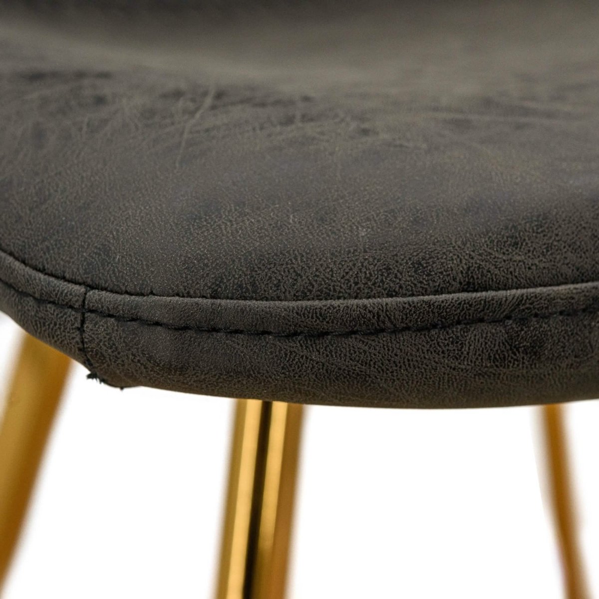 Markley Leather Dining Chair With Black/Gold Metal Legs