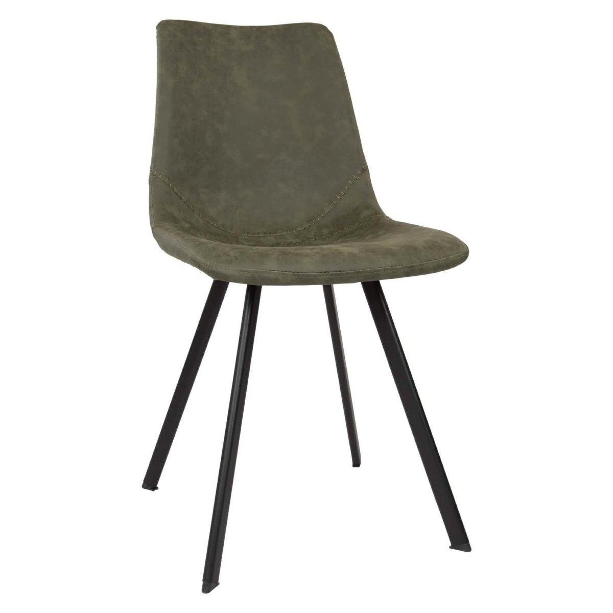 Markley Leather Dining Chair With Black/Gold Metal Legs