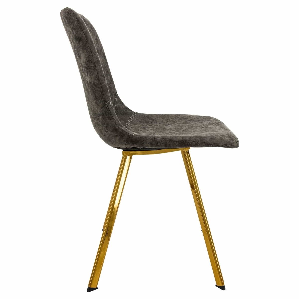 Markley Leather Dining Chair With Black/Gold Metal Legs