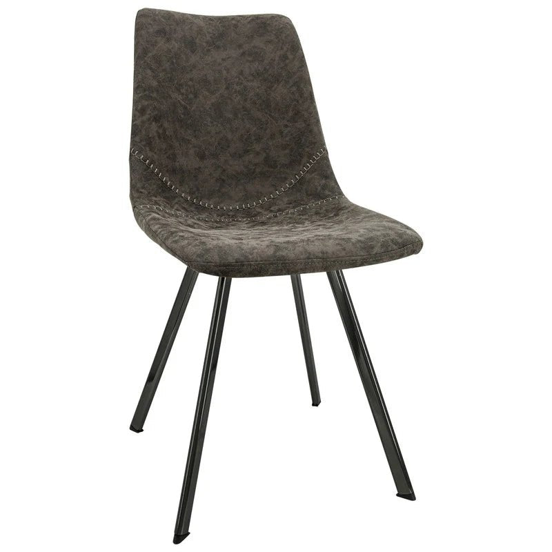 Markley Leather Dining Chair With Black/Gold Metal Legs