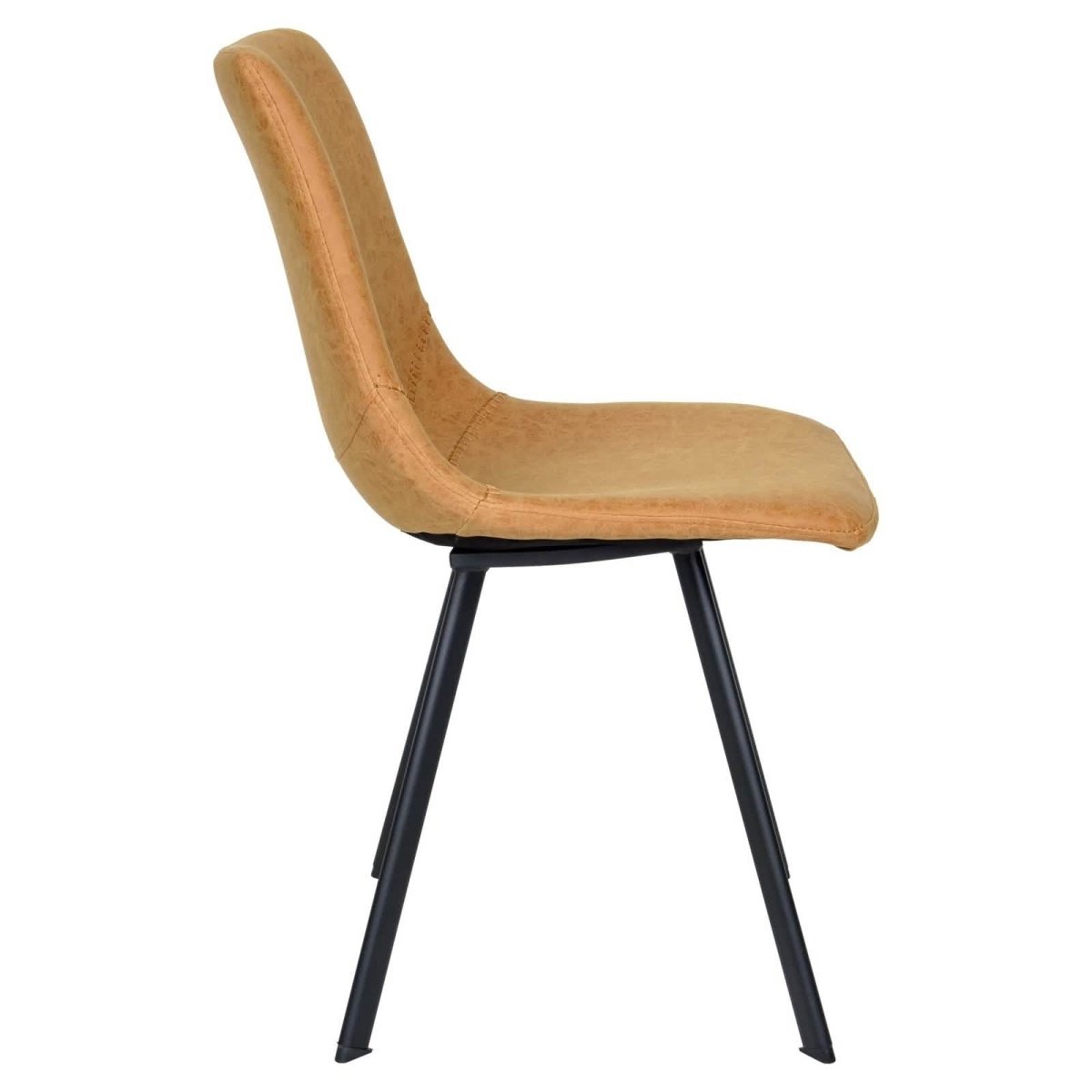 Markley Leather Dining Chair With Black/Gold Metal Legs