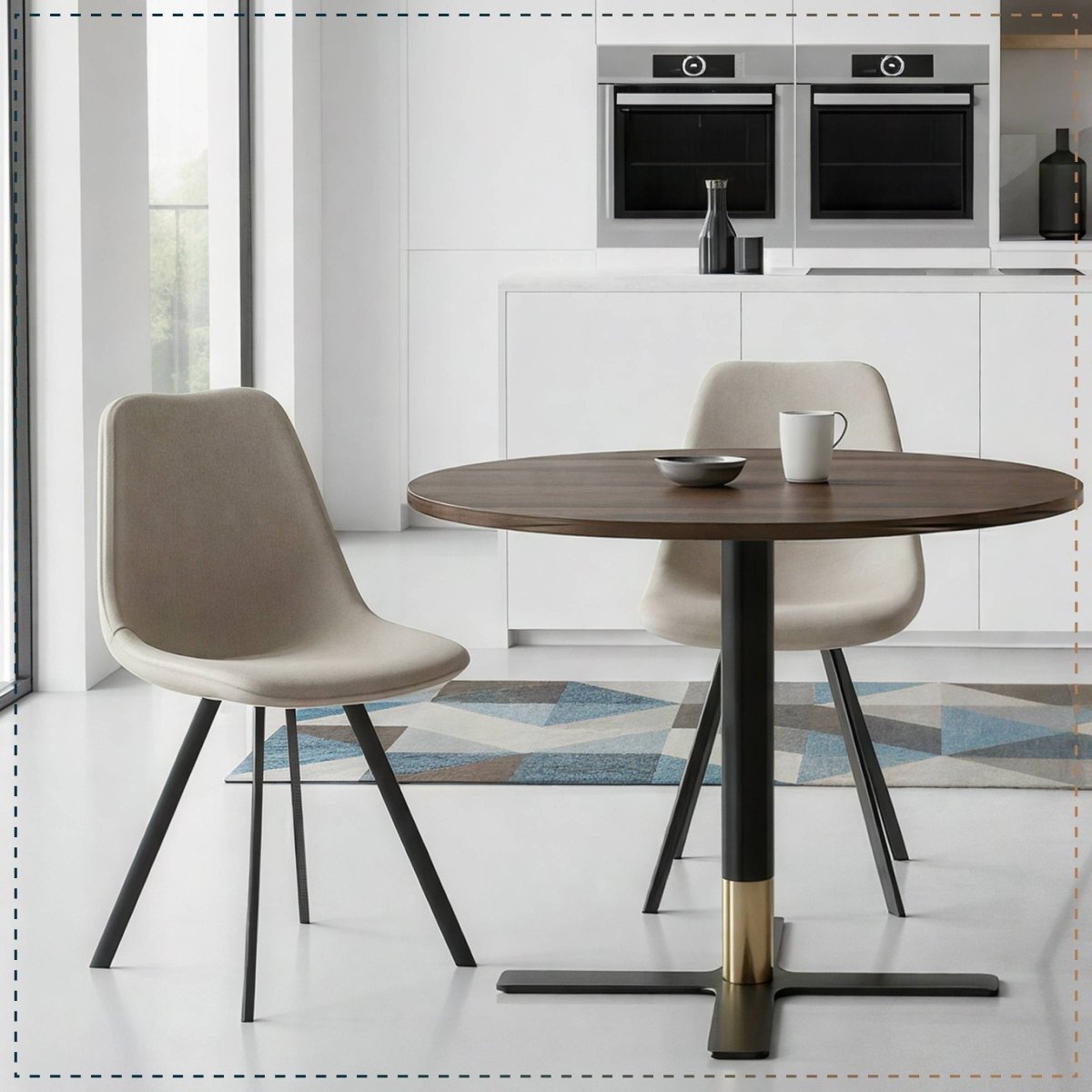 Markley Leather Dining Chair With Black/Gold Metal Legs