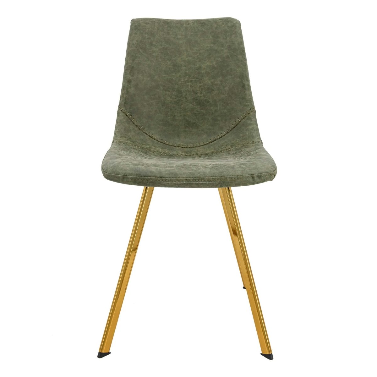 Markley Leather Dining Chair With Black/Gold Metal Legs