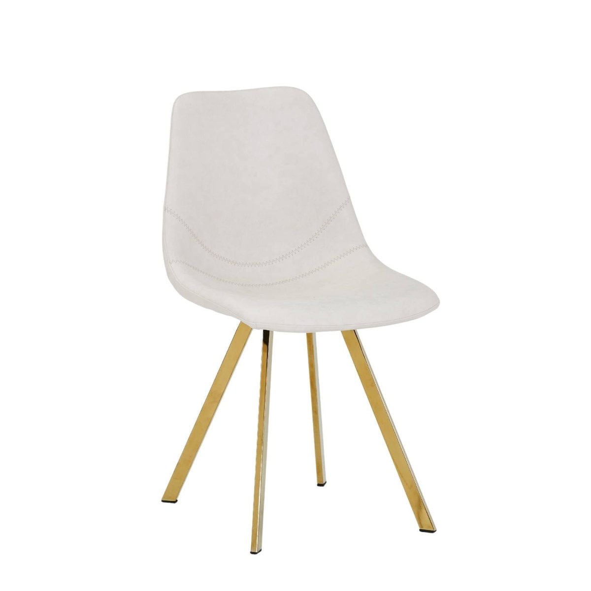 Markley Leather Dining Chair With Black/Gold Metal Legs Gold Cream Dining Chair Leisuremod