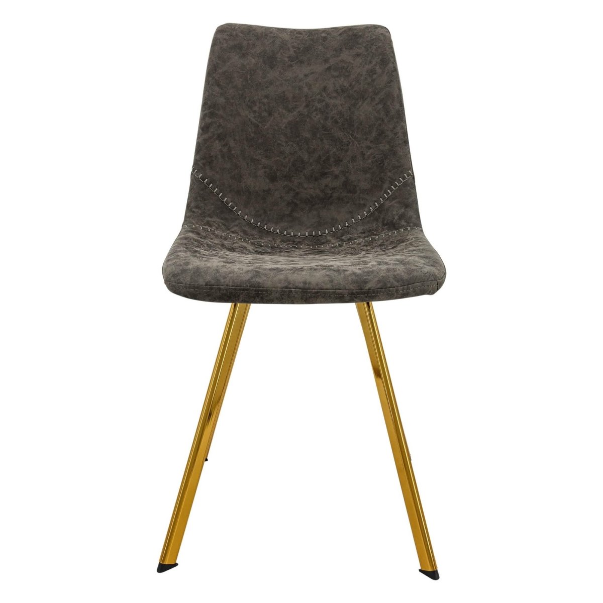 Markley Leather Dining Chair With Black/Gold Metal Legs