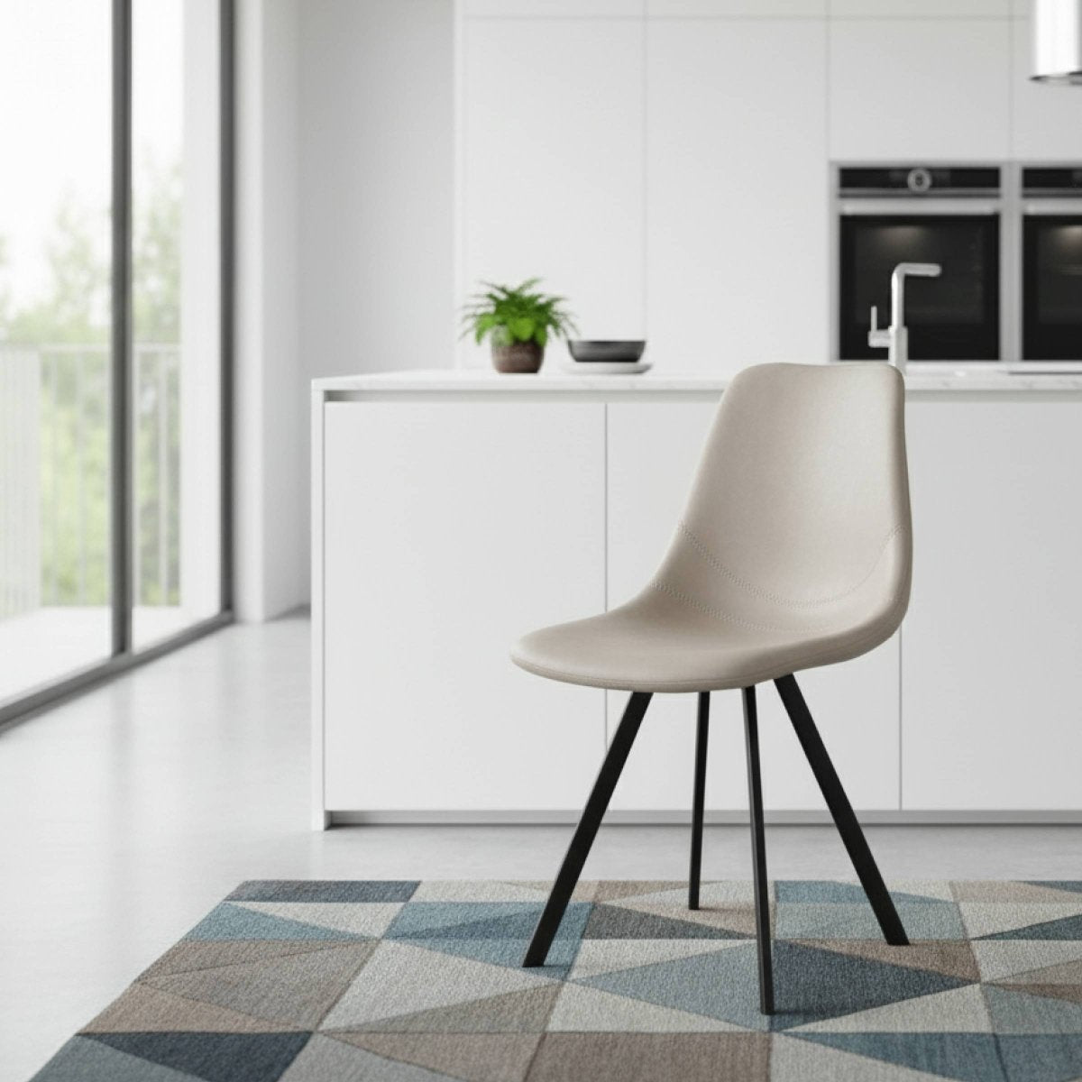 Markley Leather Dining Chair With Black/Gold Metal Legs