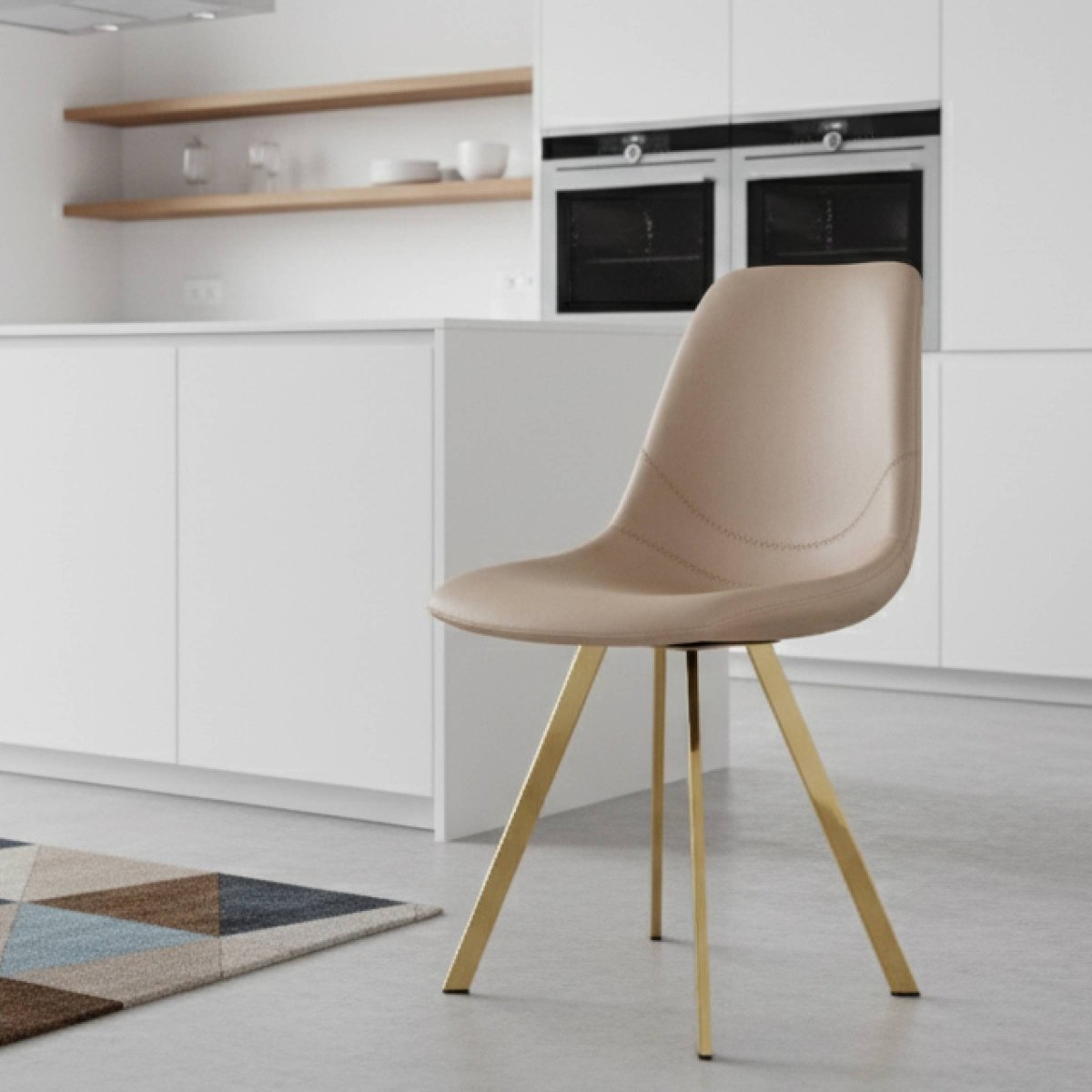 Markley Leather Dining Chair With Black/Gold Metal Legs