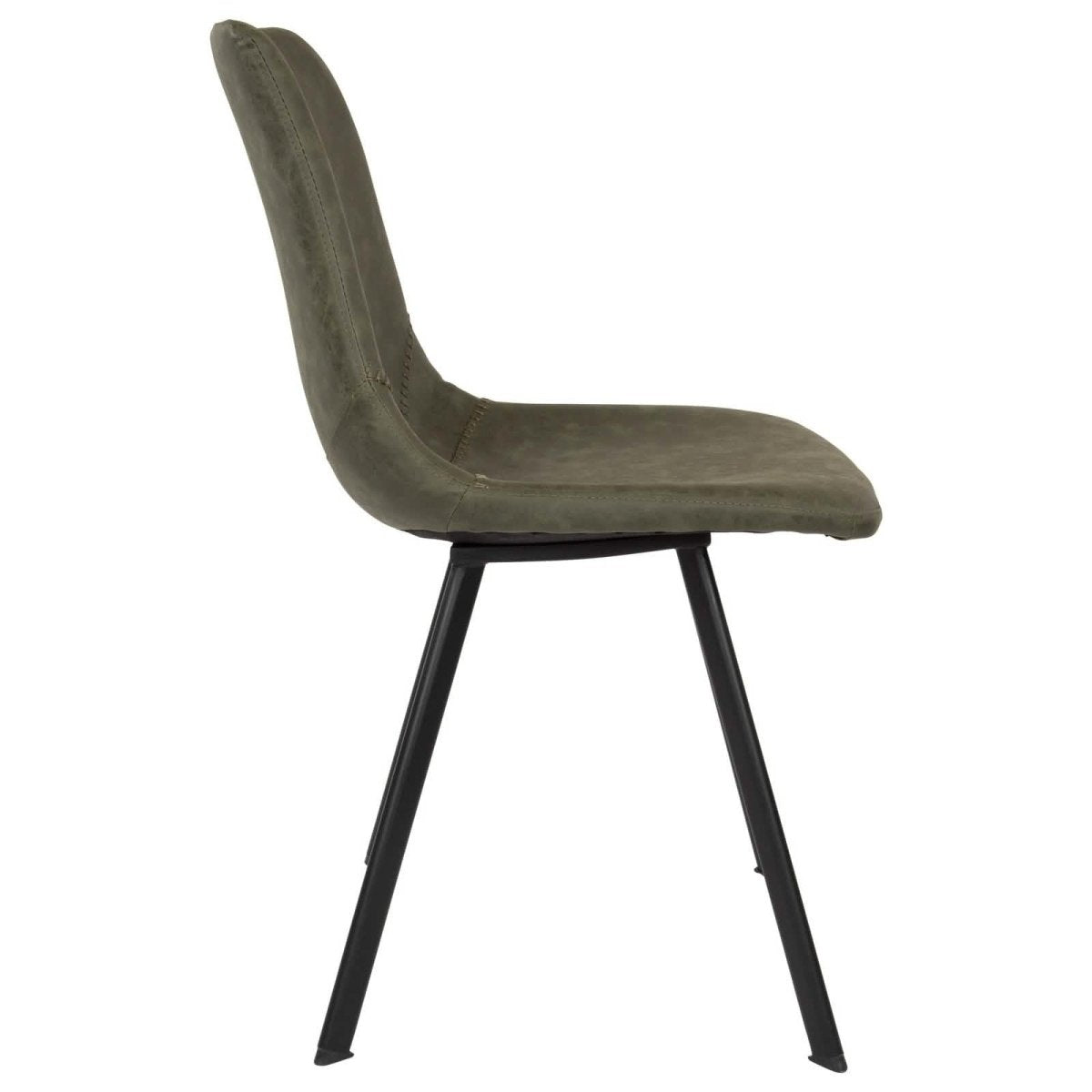 Markley Leather Dining Chair With Black/Gold Metal Legs