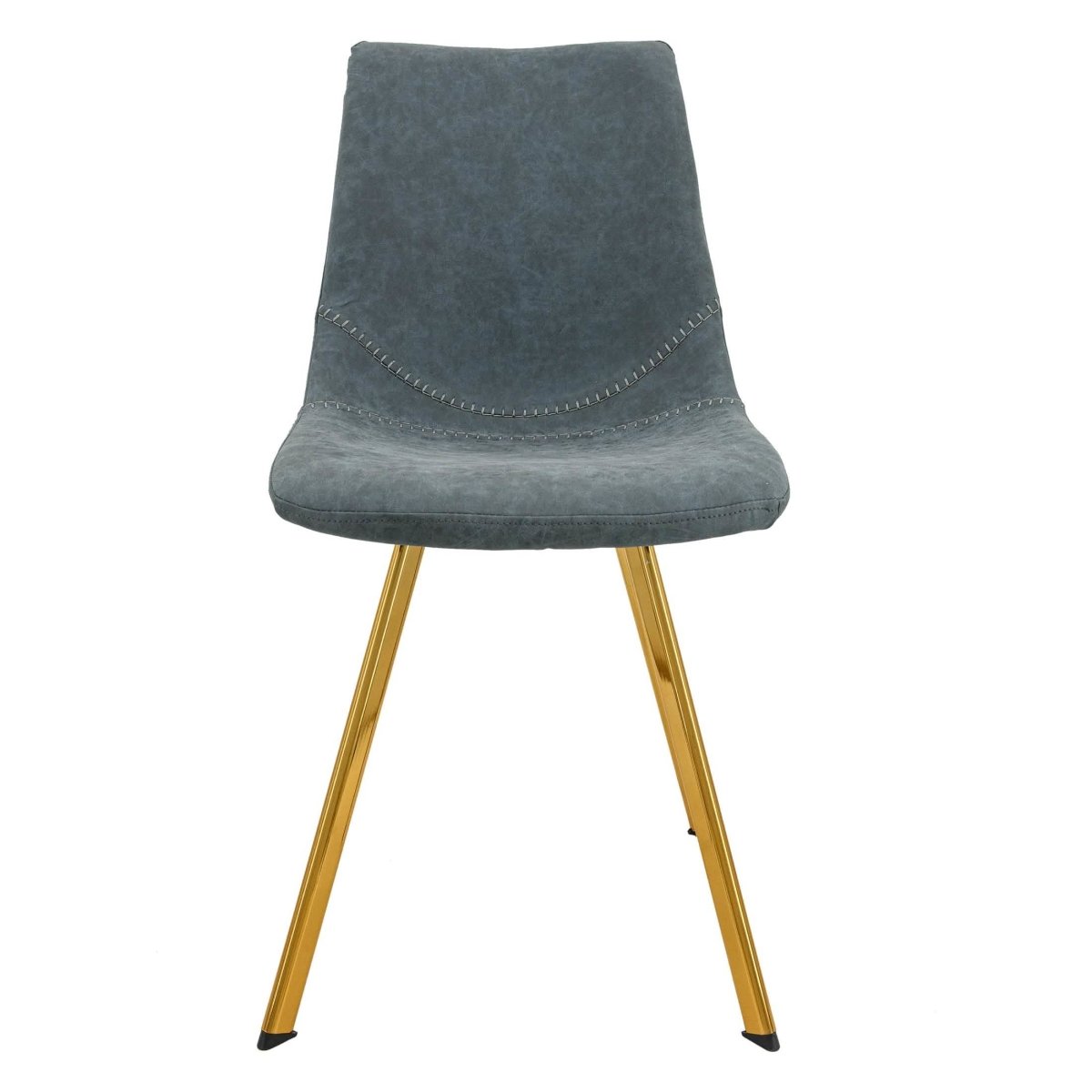 Markley Leather Dining Chair With Black/Gold Metal Legs