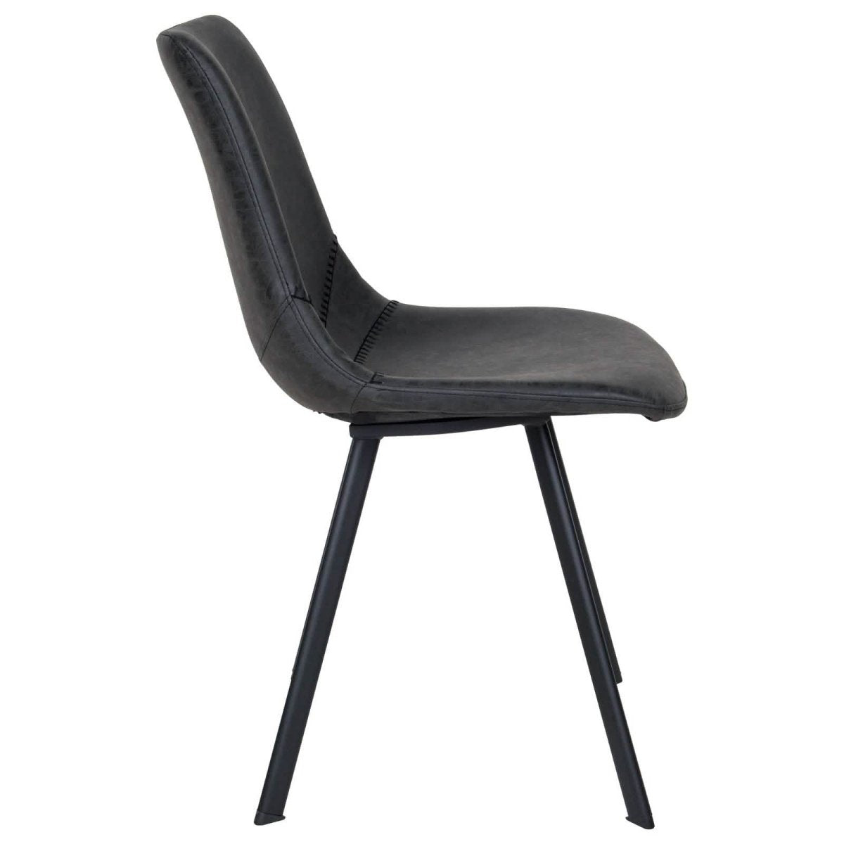 Markley Leather Dining Chair With Black/Gold Metal Legs