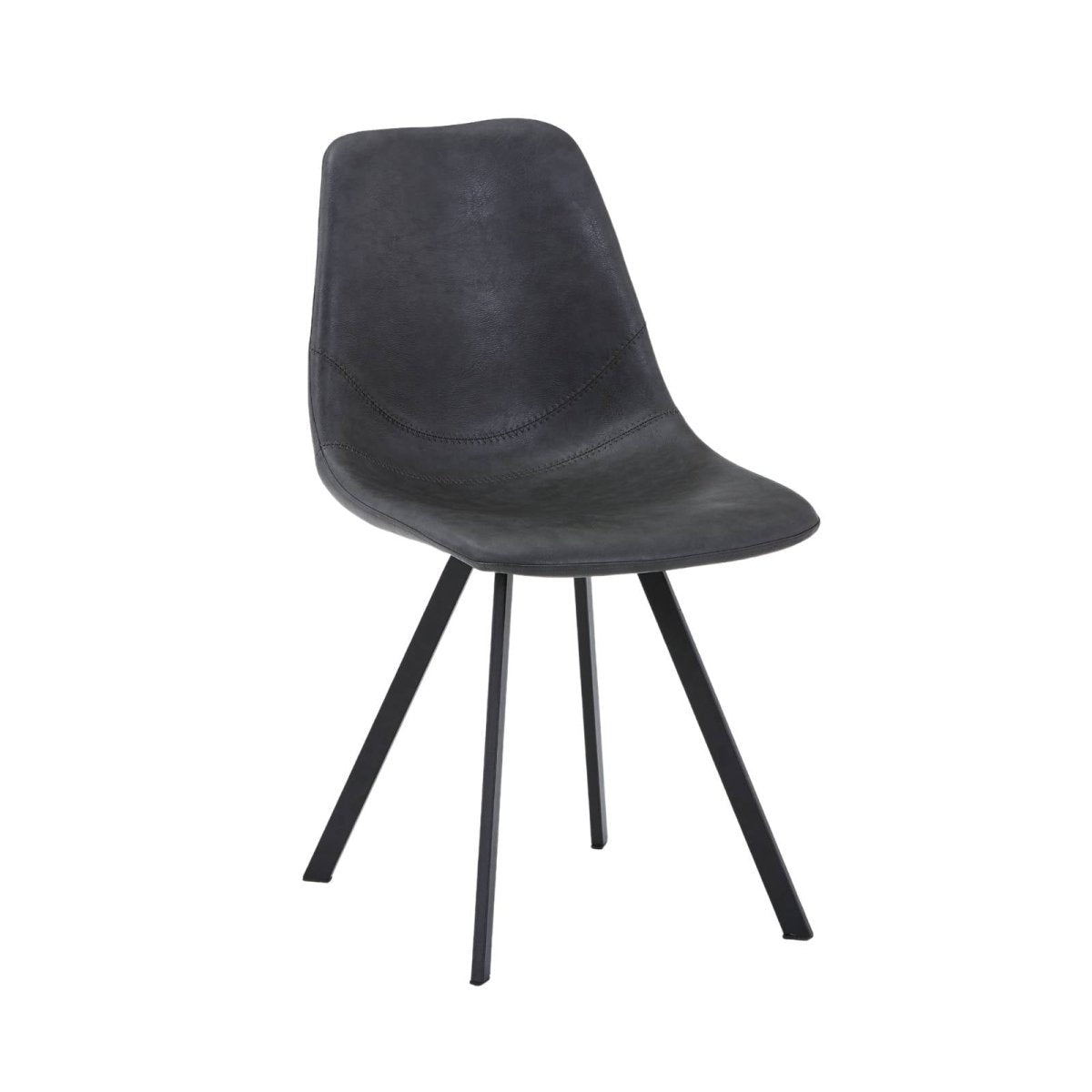 Markley Leather Dining Chair With Black/Gold Metal Legs