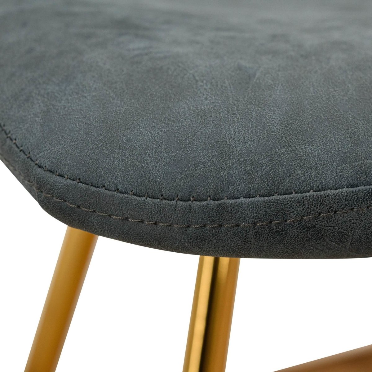 Markley Leather Dining Chair With Black/Gold Metal Legs
