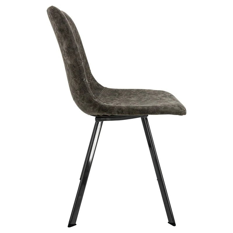 Markley Leather Dining Chair With Black/Gold Metal Legs