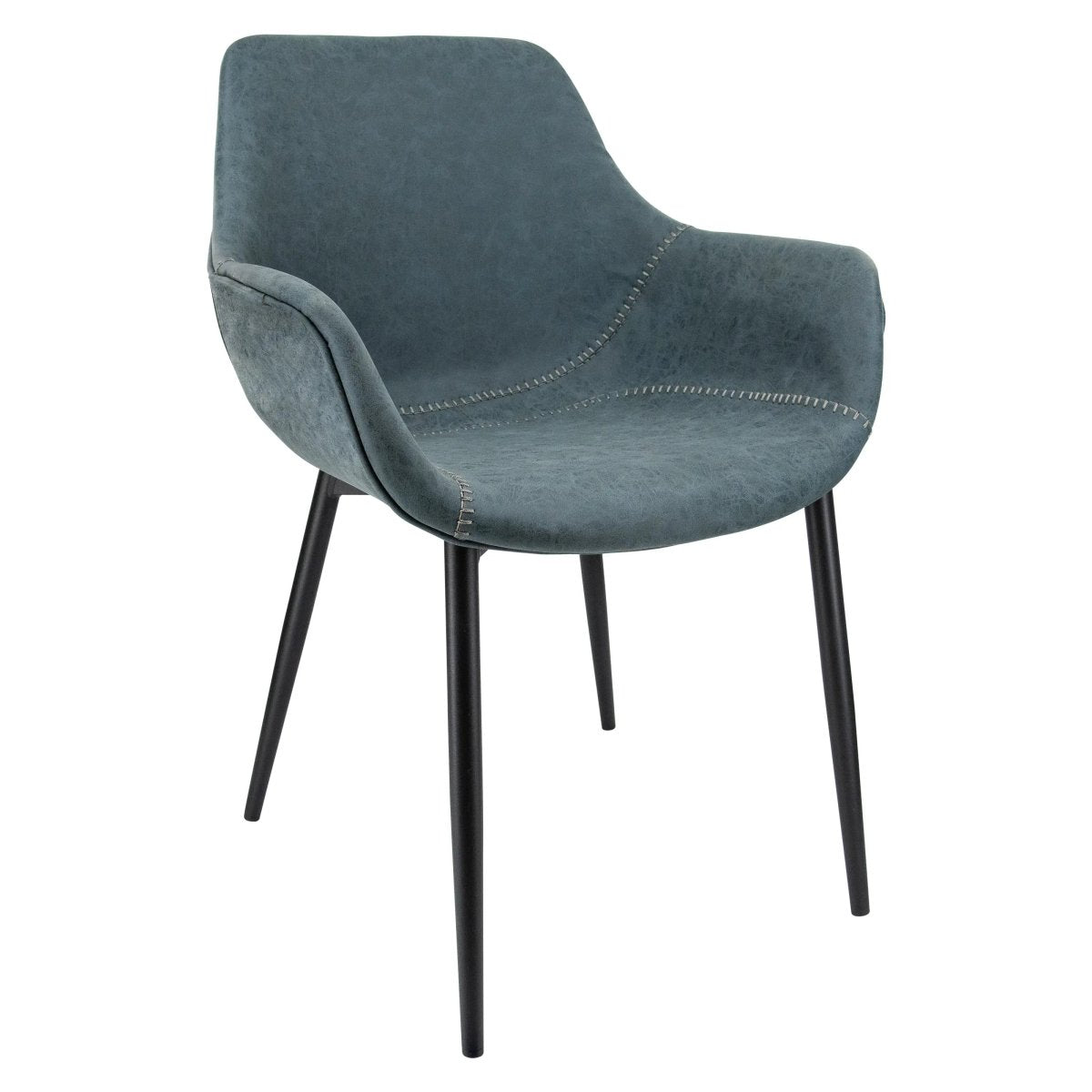 Markley Leather Dining Chair with Powder - Coated Iron Legs