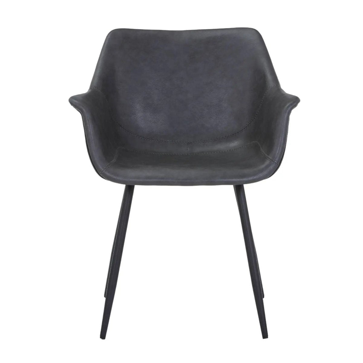 Markley Leather Dining Chair with Powder - Coated Iron Legs