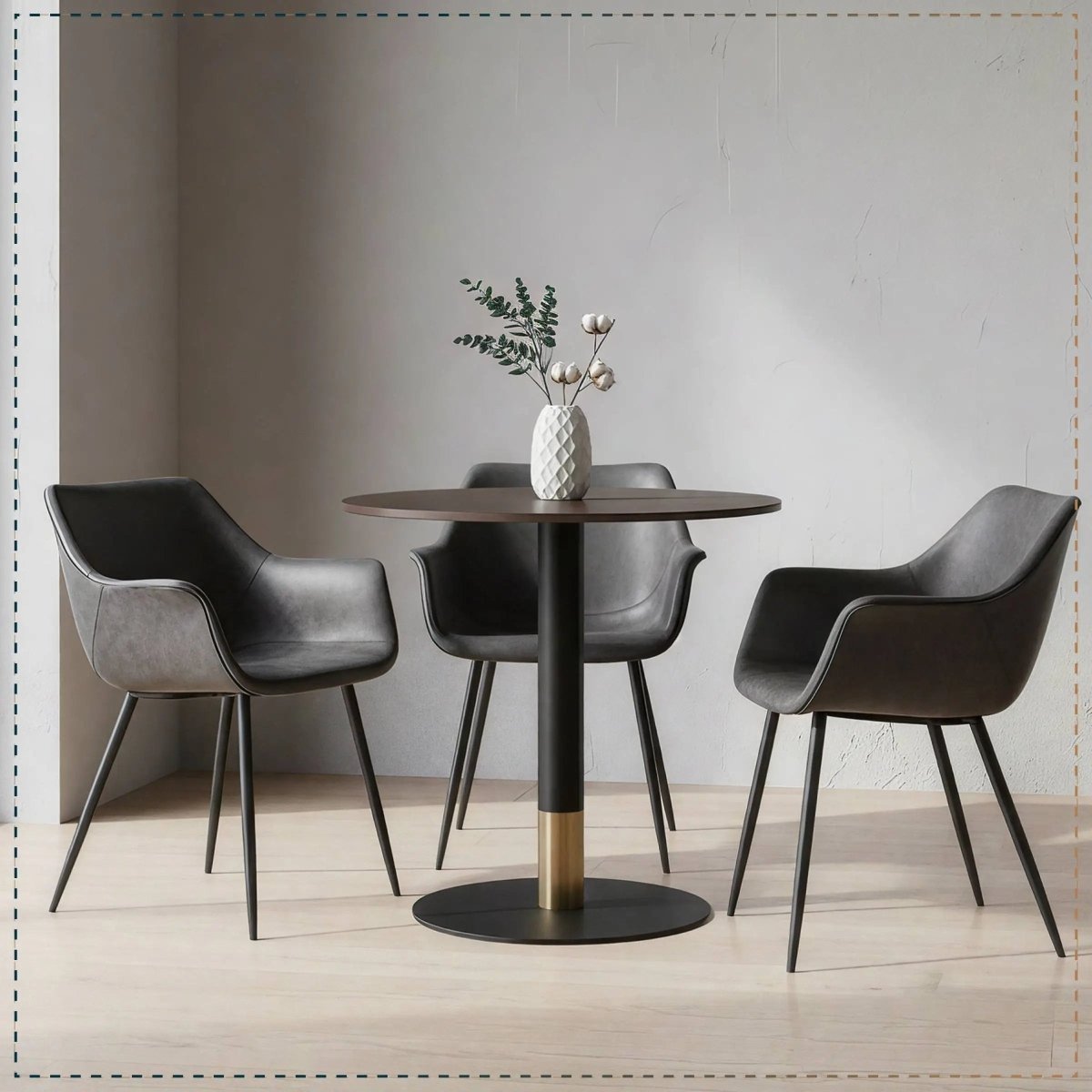 Markley Leather Dining Chair with Powder - Coated Iron Legs