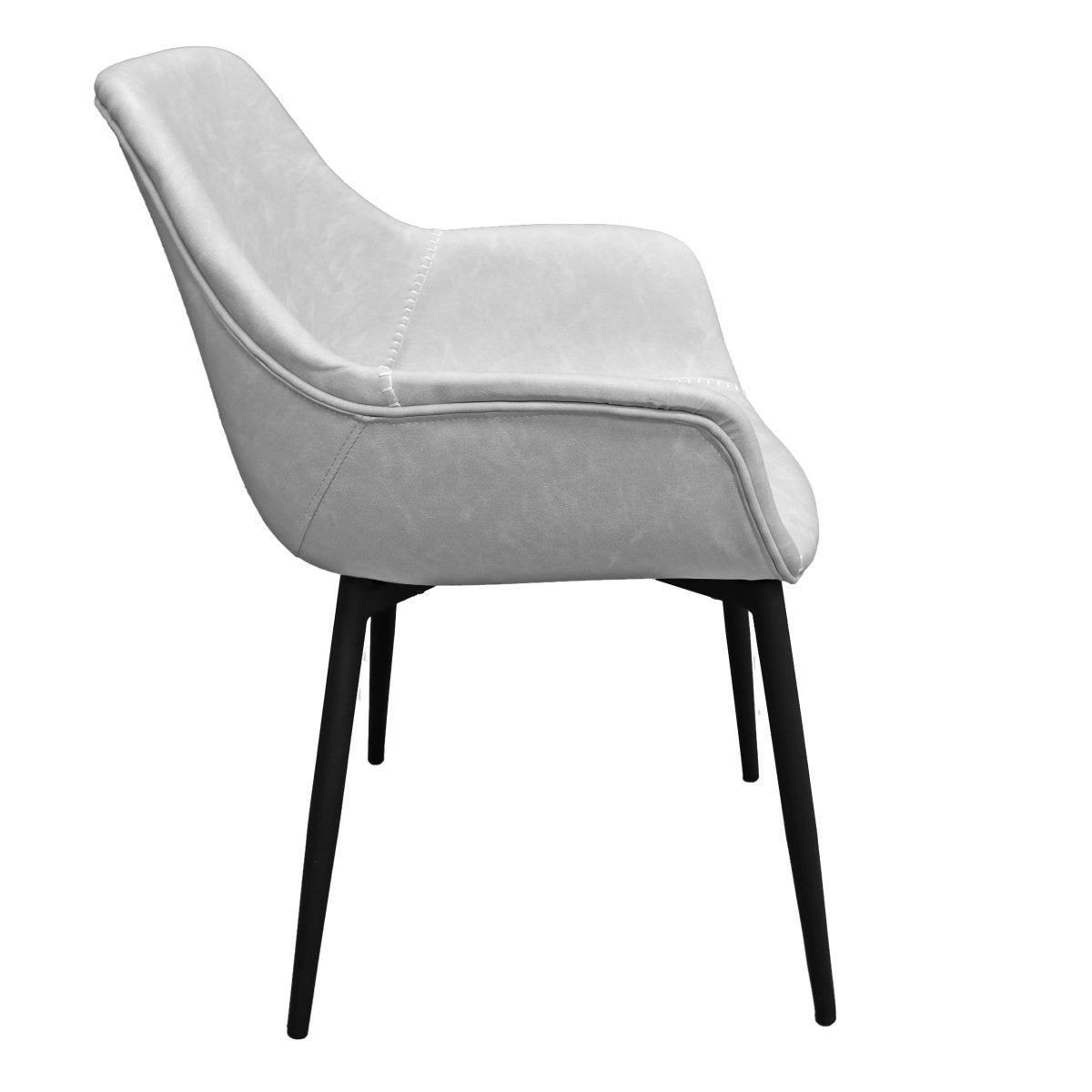 Markley Leather Dining Chair with Powder - Coated Iron Legs