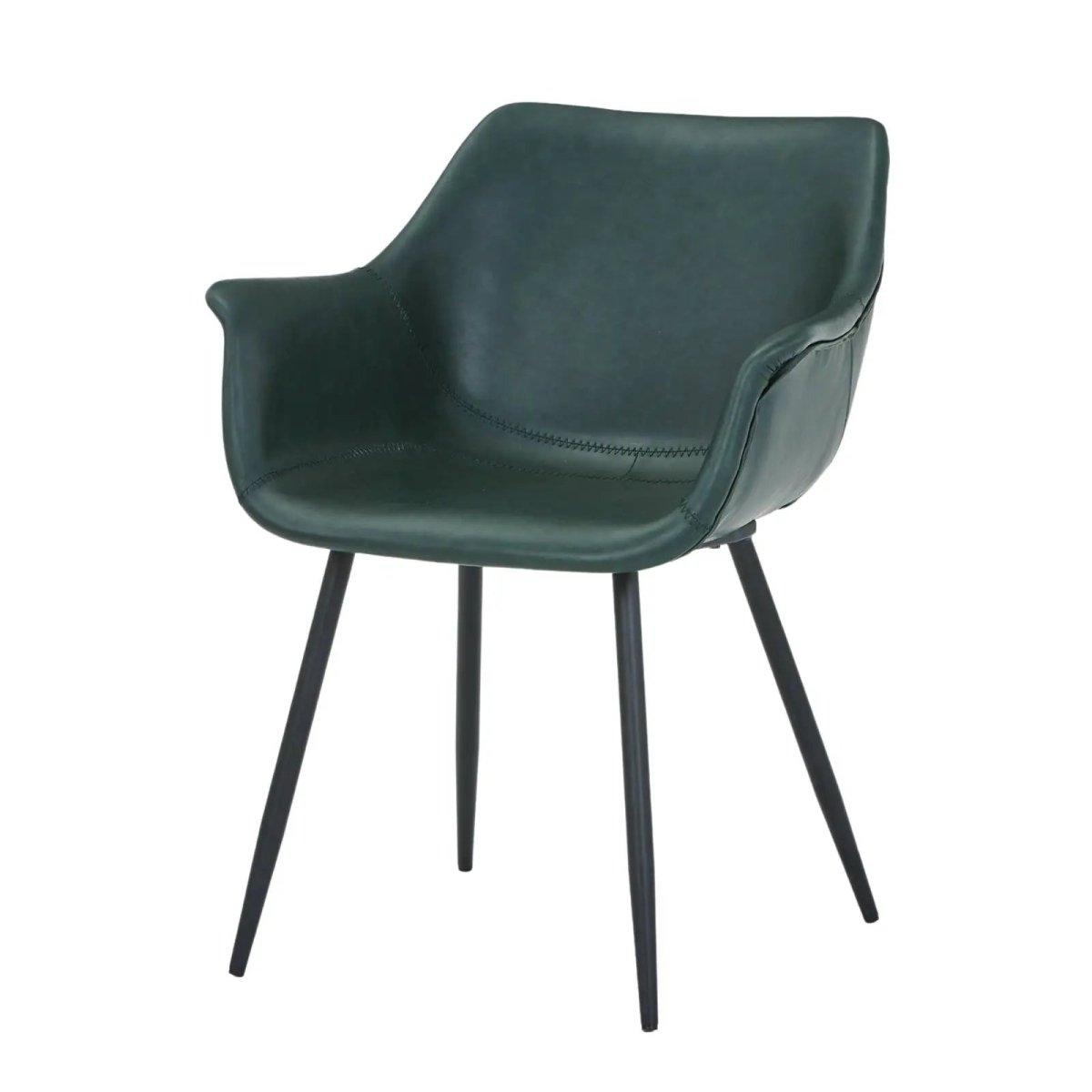 Markley Leather Dining Chair with Powder - Coated Iron Legs