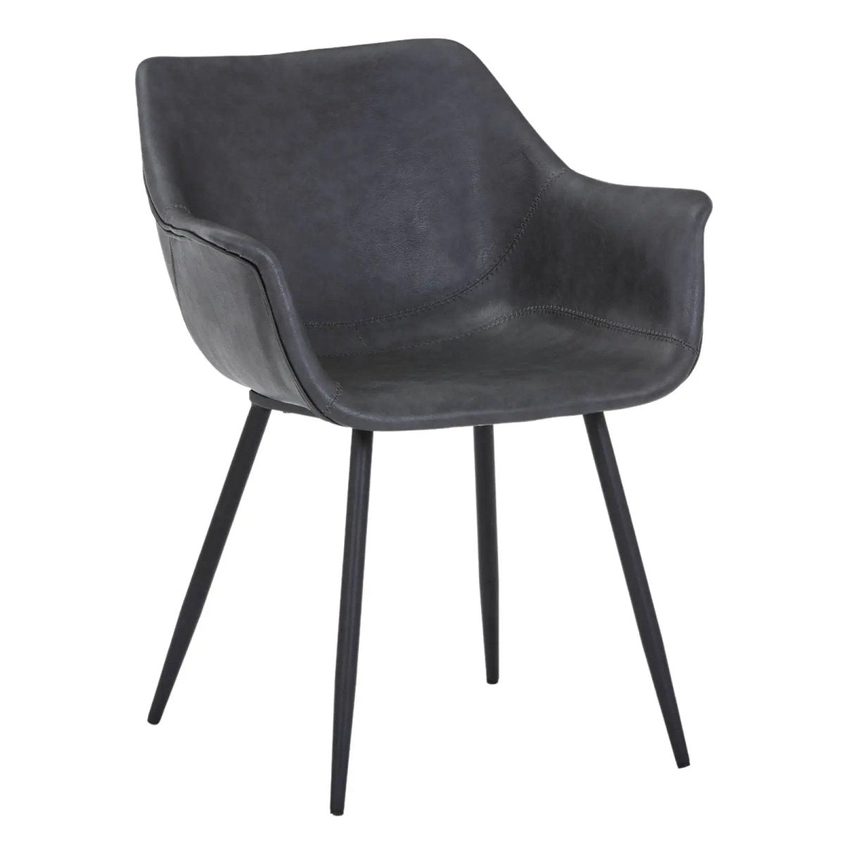 Markley Leather Dining Chair with Powder - Coated Iron Legs