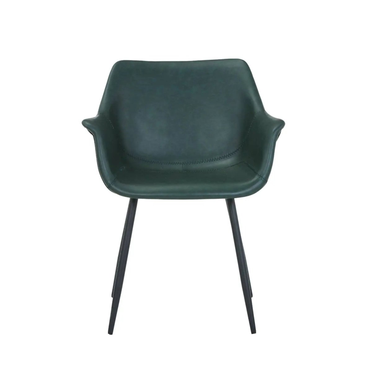 Markley Leather Dining Chair with Powder - Coated Iron Legs