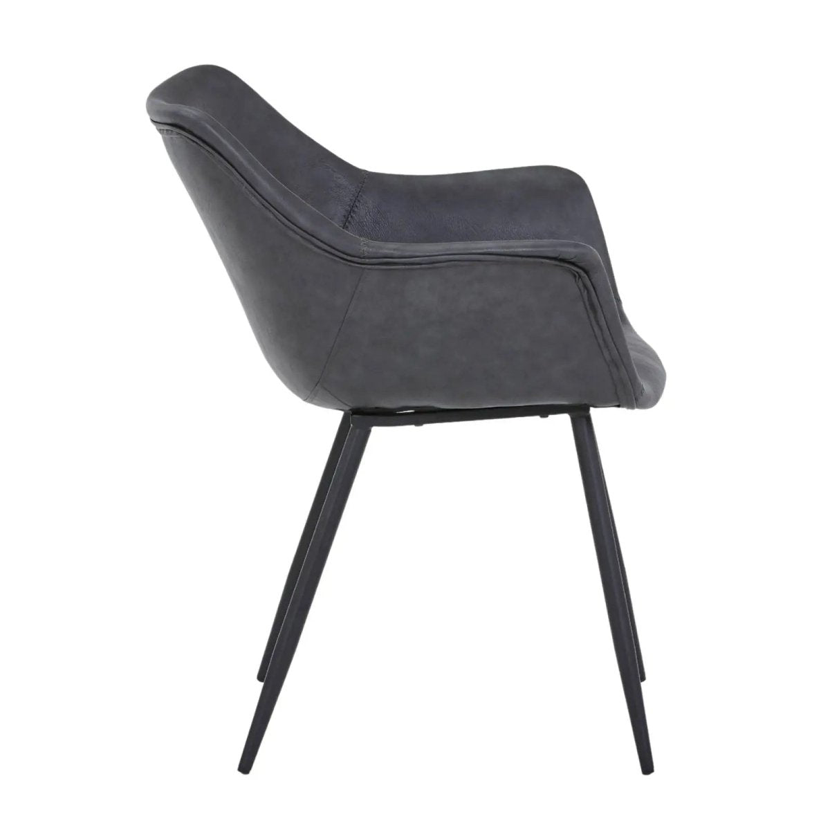 Markley Leather Dining Chair with Powder - Coated Iron Legs