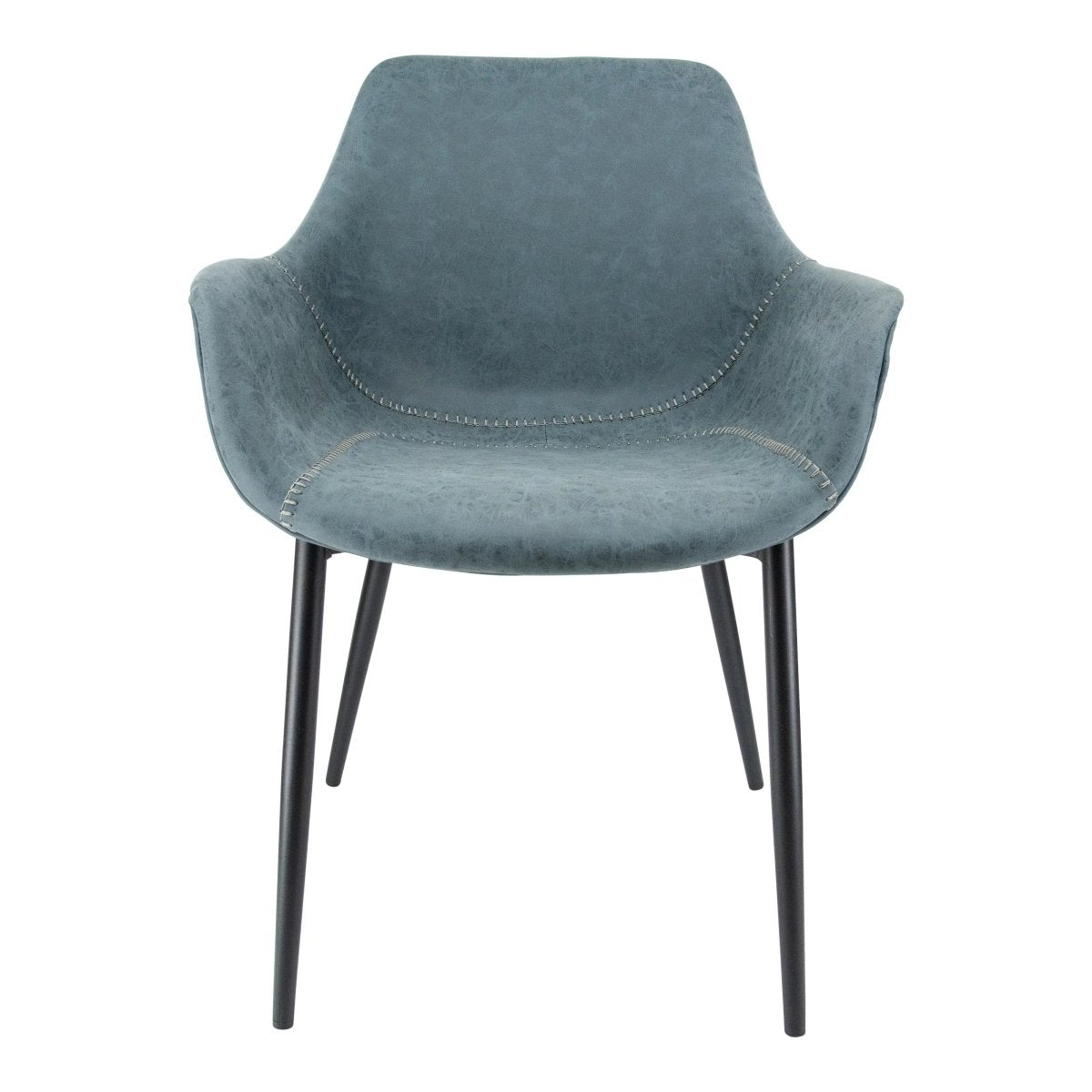 Markley Leather Dining Chair with Powder - Coated Iron Legs