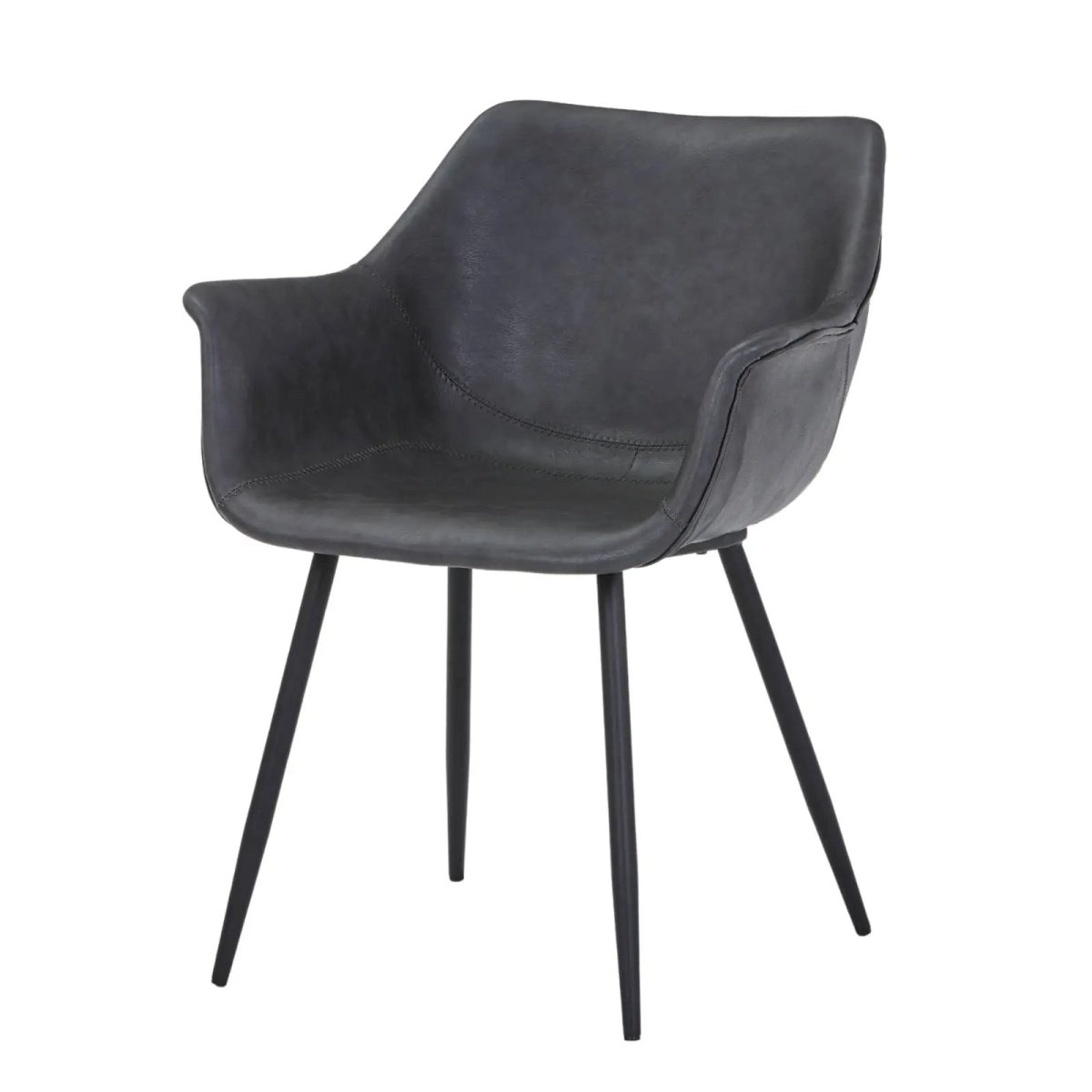 Markley Leather Dining Chair with Powder - Coated Iron Legs