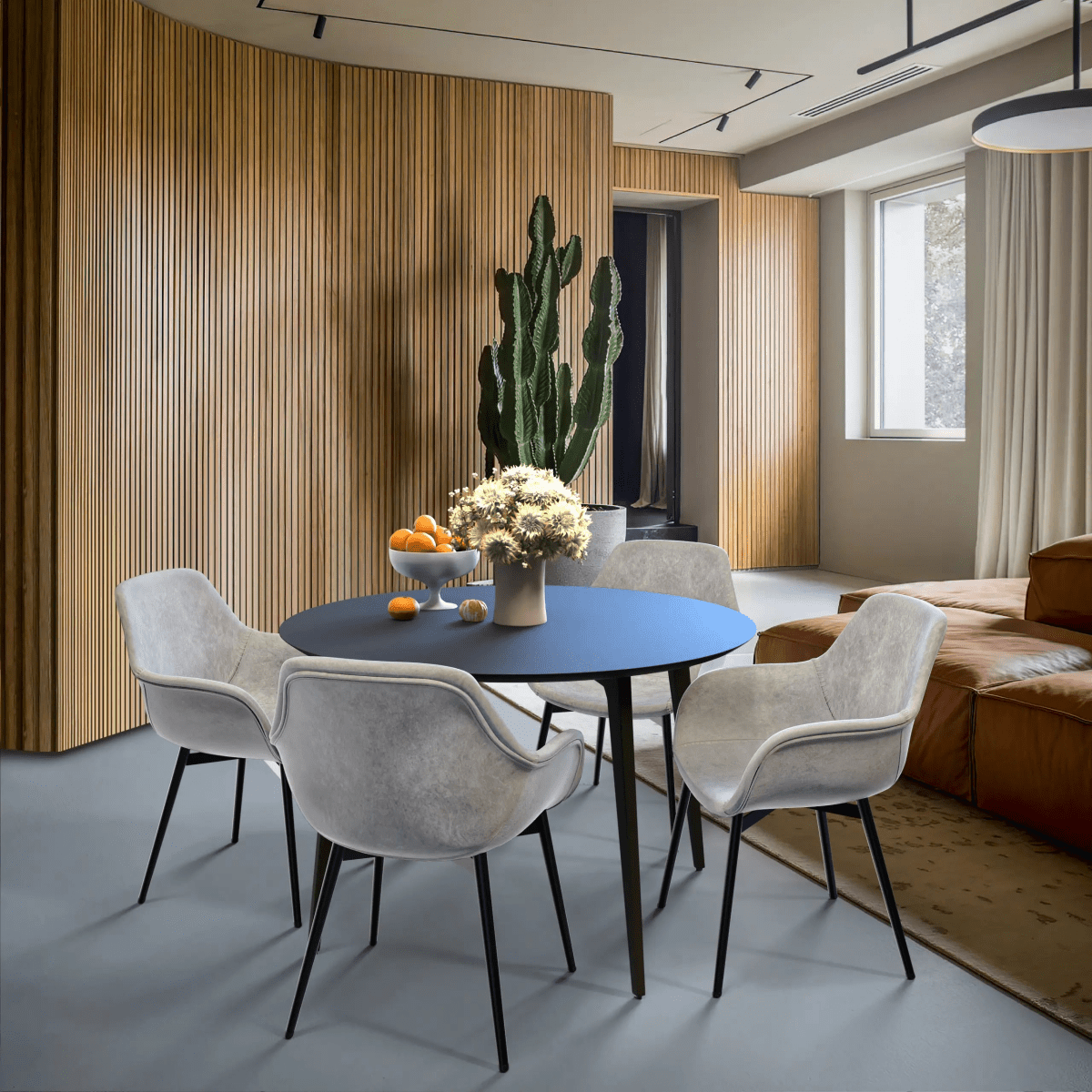 Markley Leather Dining Chair with Powder - Coated Iron Legs