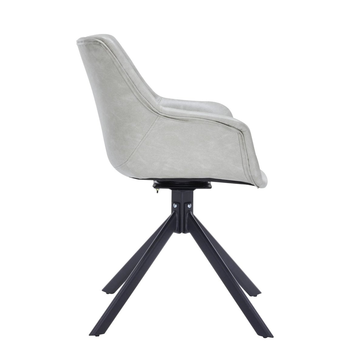 Markley Leather Swivel Dining Armchair with Black Iron Base Set of 2