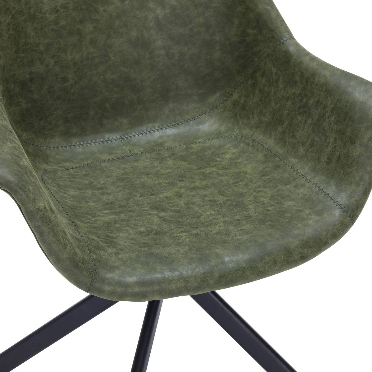 Markley Leather Swivel Dining Armchair with Black Iron Base Set of 4